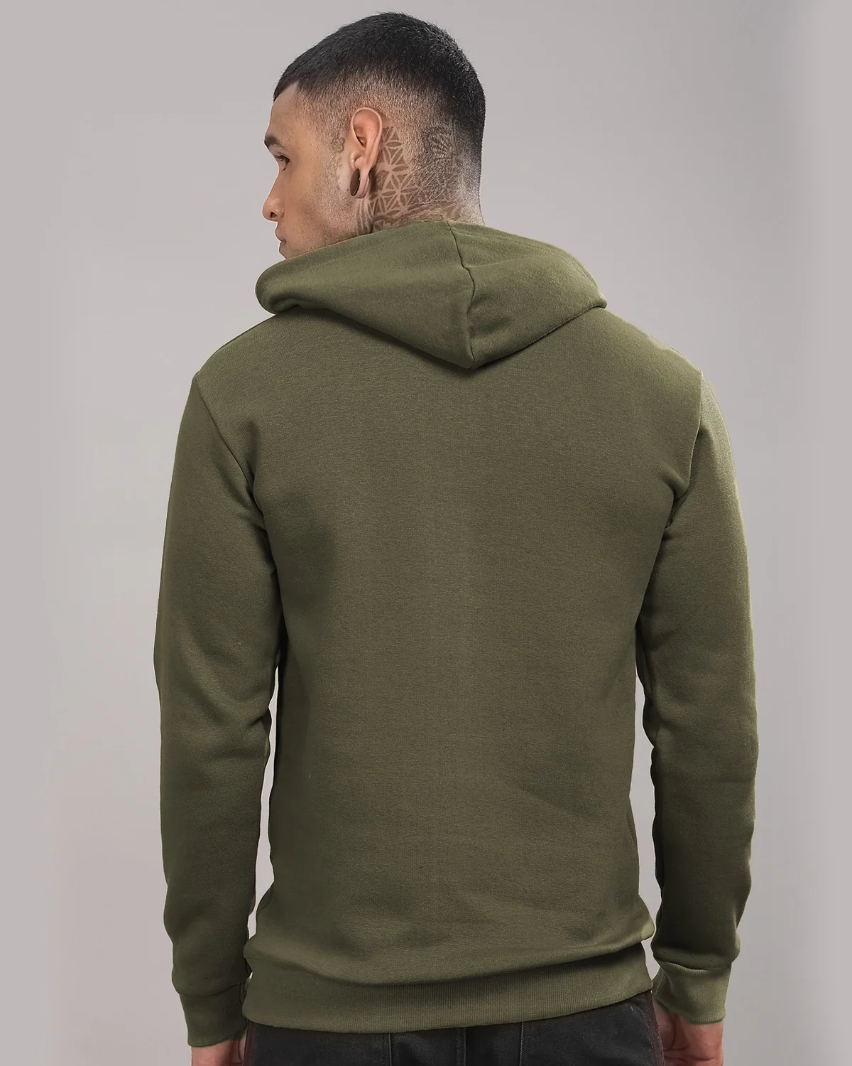 Men Olive Long Lasting Printed Hoodie - Image 5