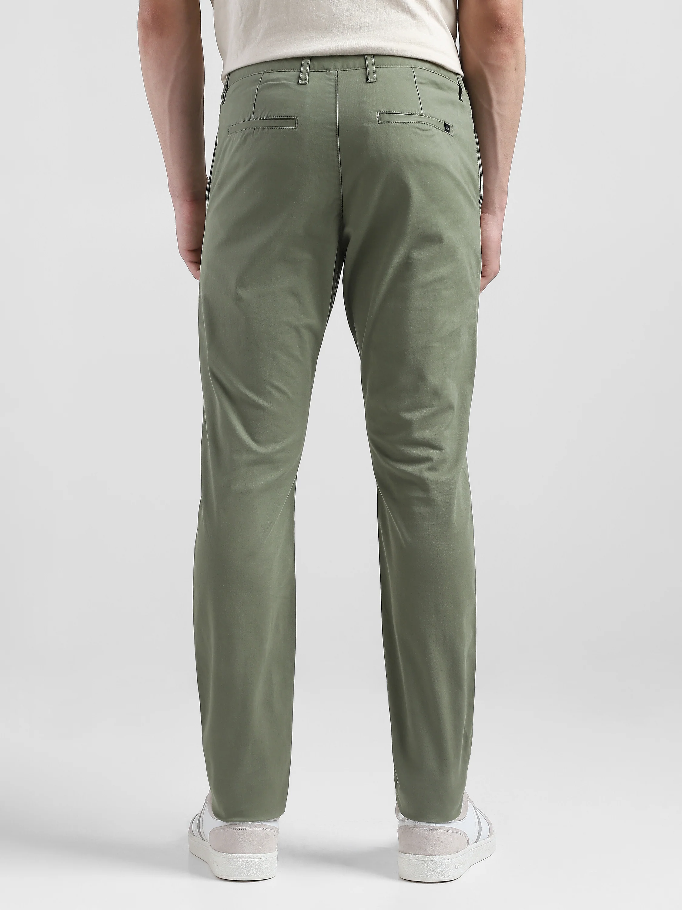 Men Olive Mid Rise Regular Fit Trouser - Image 4