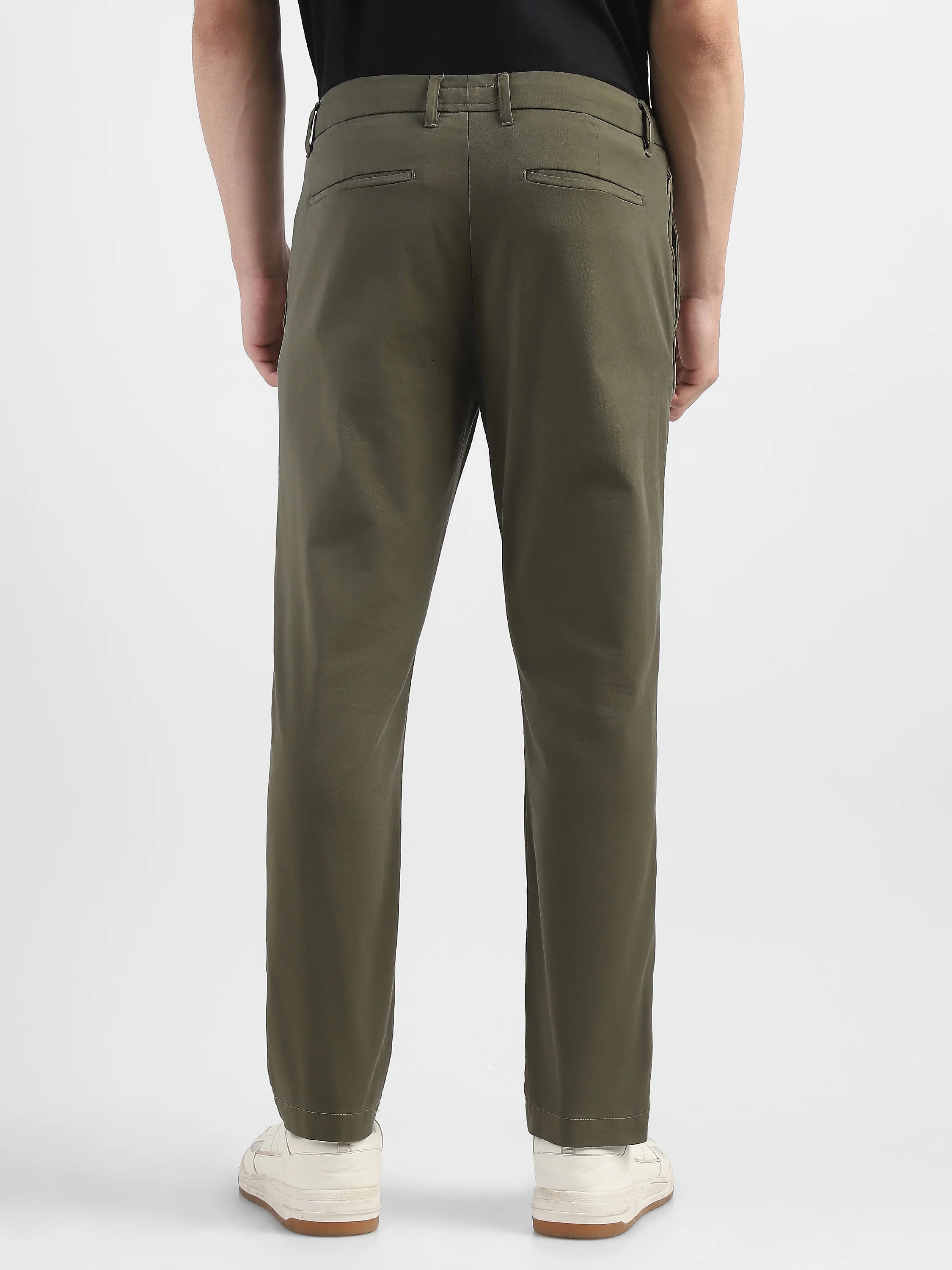 Men Olive Mid Rise Regular Fit Trouser - Image 4