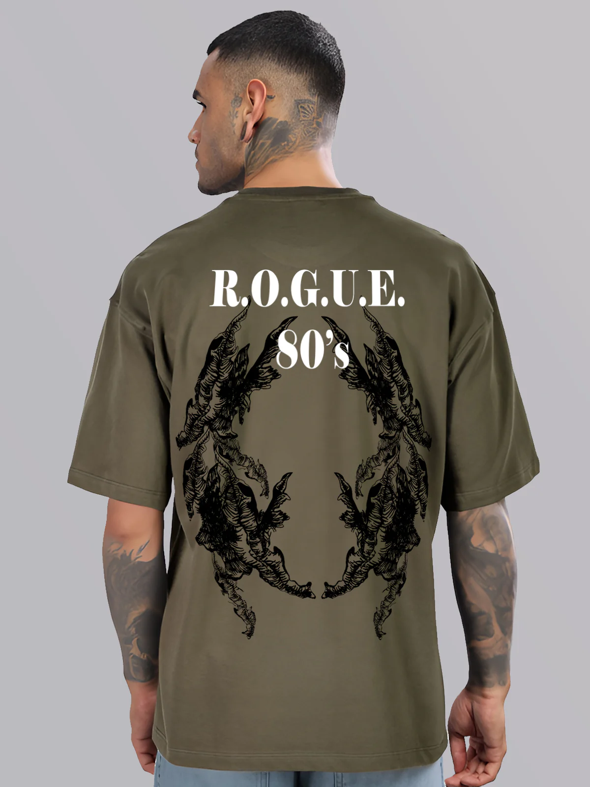 Men Olive Oversized T-Shirt - Image 2