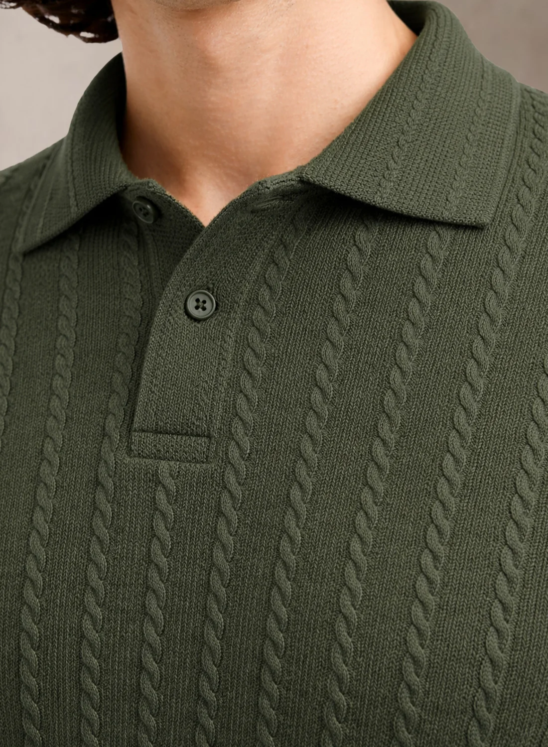 Men Olive Polo T-Shirt - Image 2