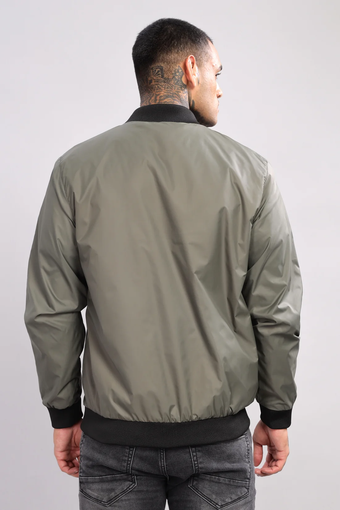 Men Olive Polyester Winter Jacket - Image 2
