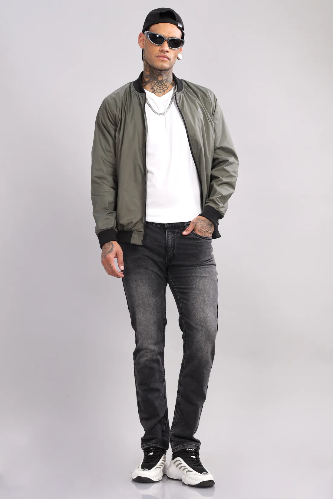 Men Olive Polyester Winter Jacket - Image 6