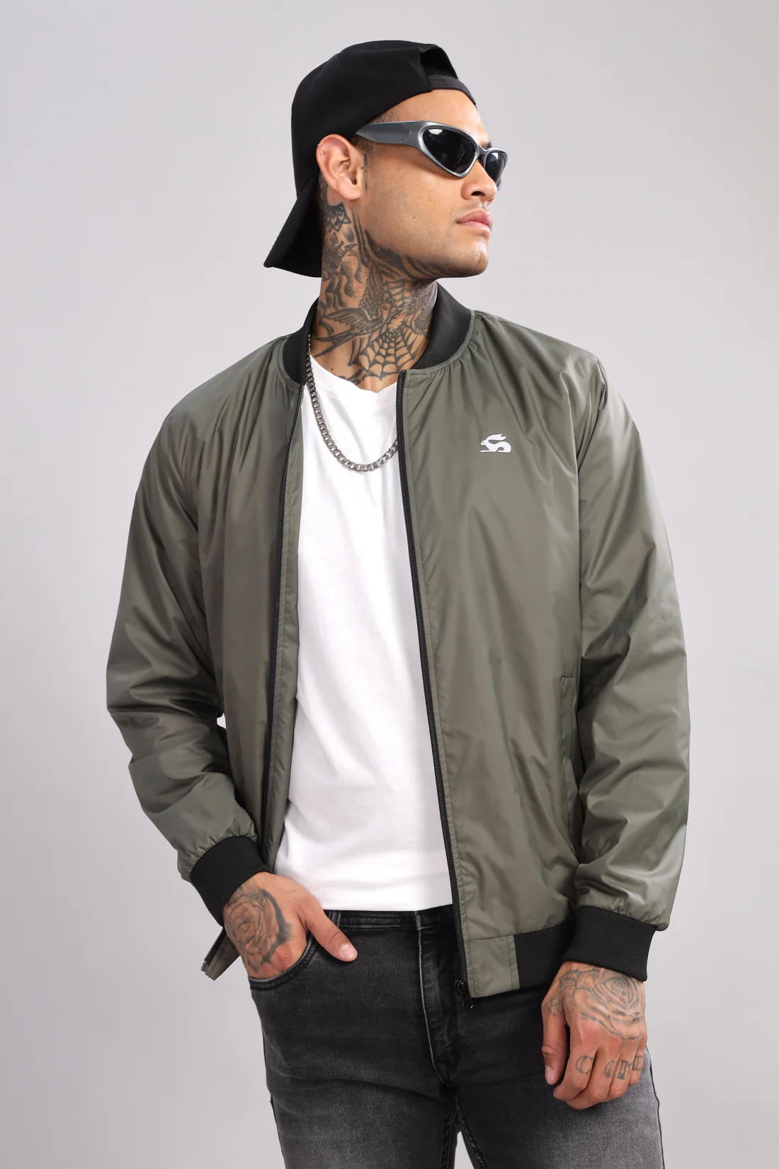 Men Olive Polyester Winter Jacket - Image 7