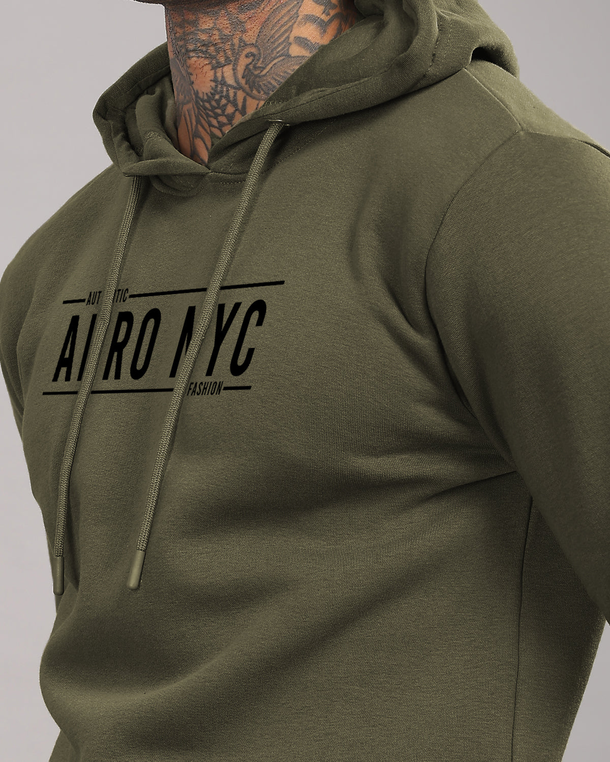 Men Olive Printed Hoodie - Image 5