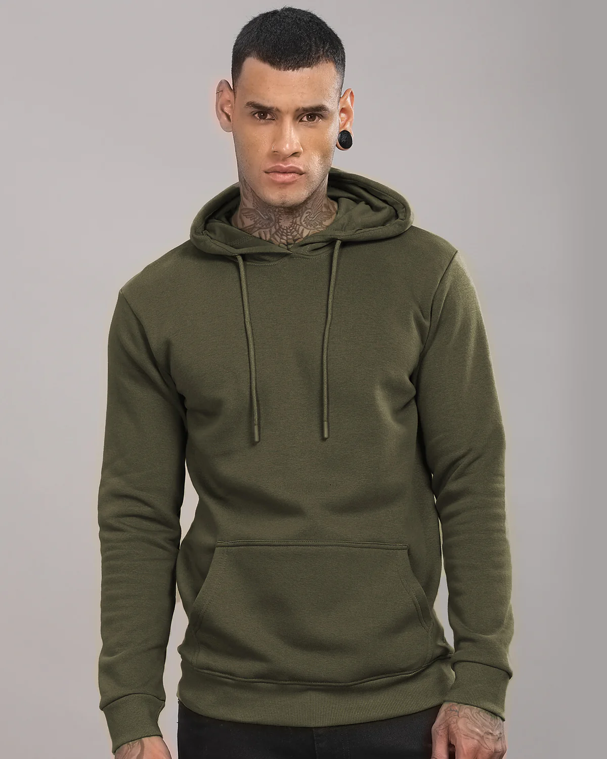 Men Olive Printed Hoodie - Image 2