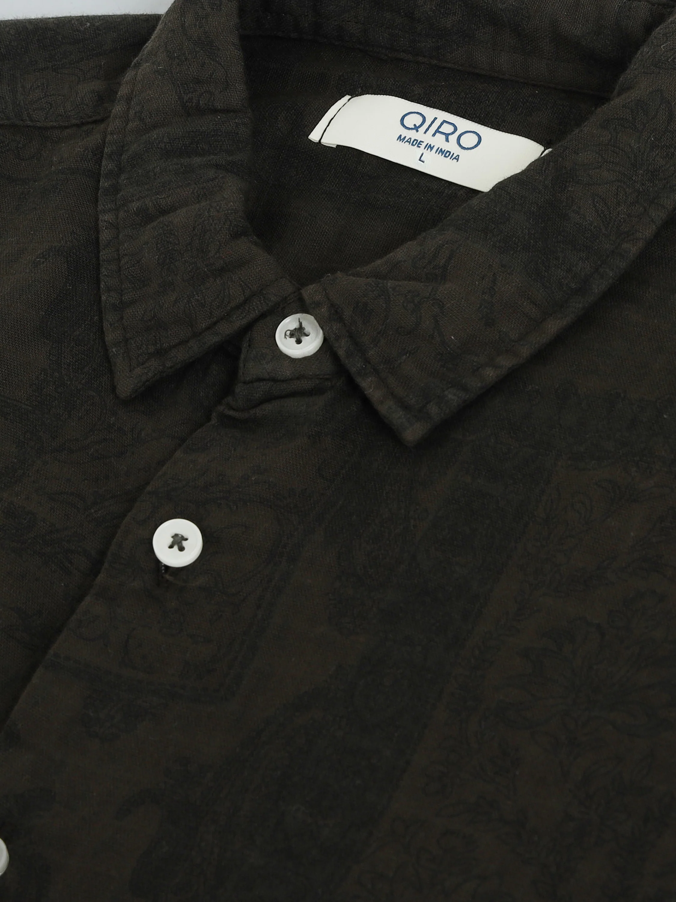 Men Olive Printed Overdyed Shirt - Image 7