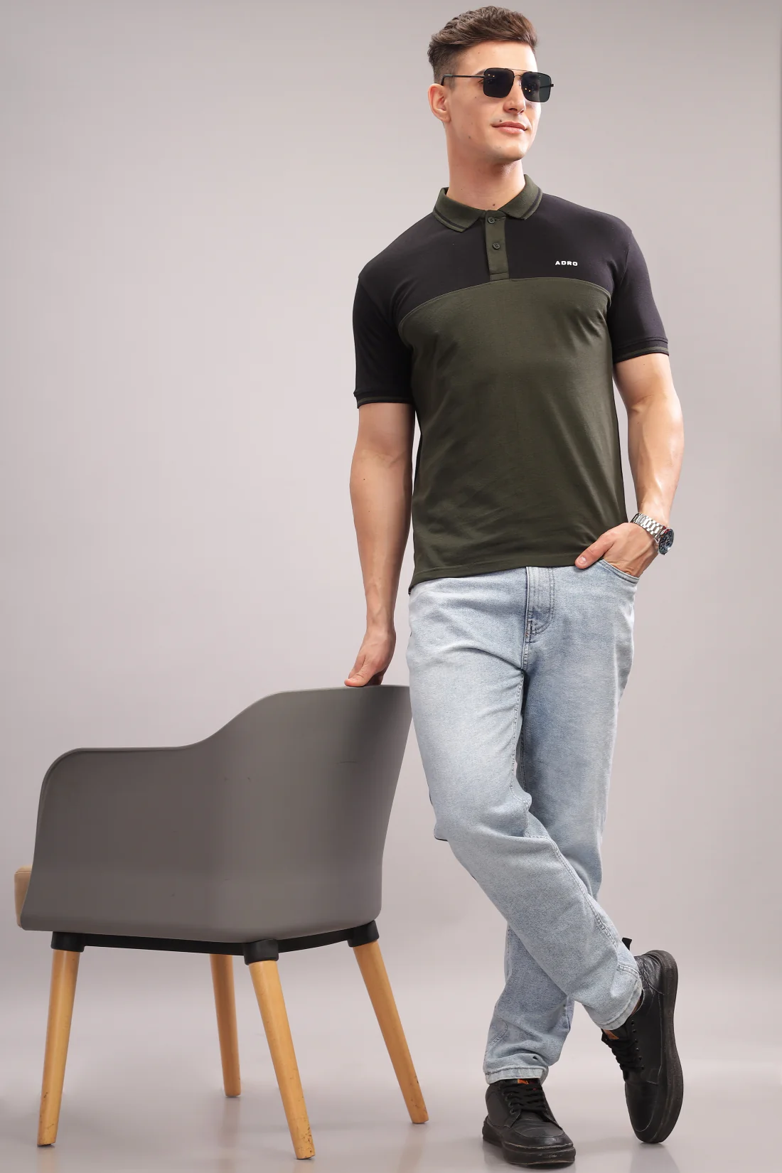 Men Olive Regular Fit Polo T-Shirt - Image 4