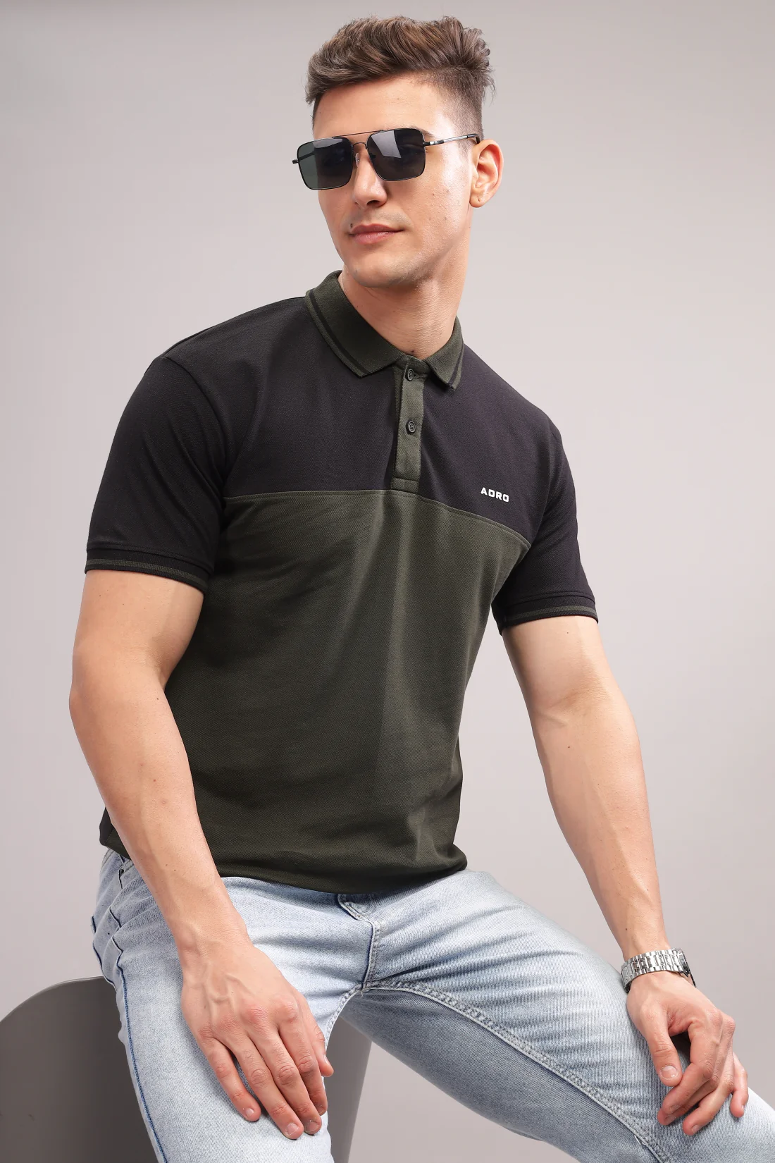 Men Olive Regular Fit Polo T-Shirt - Image 6