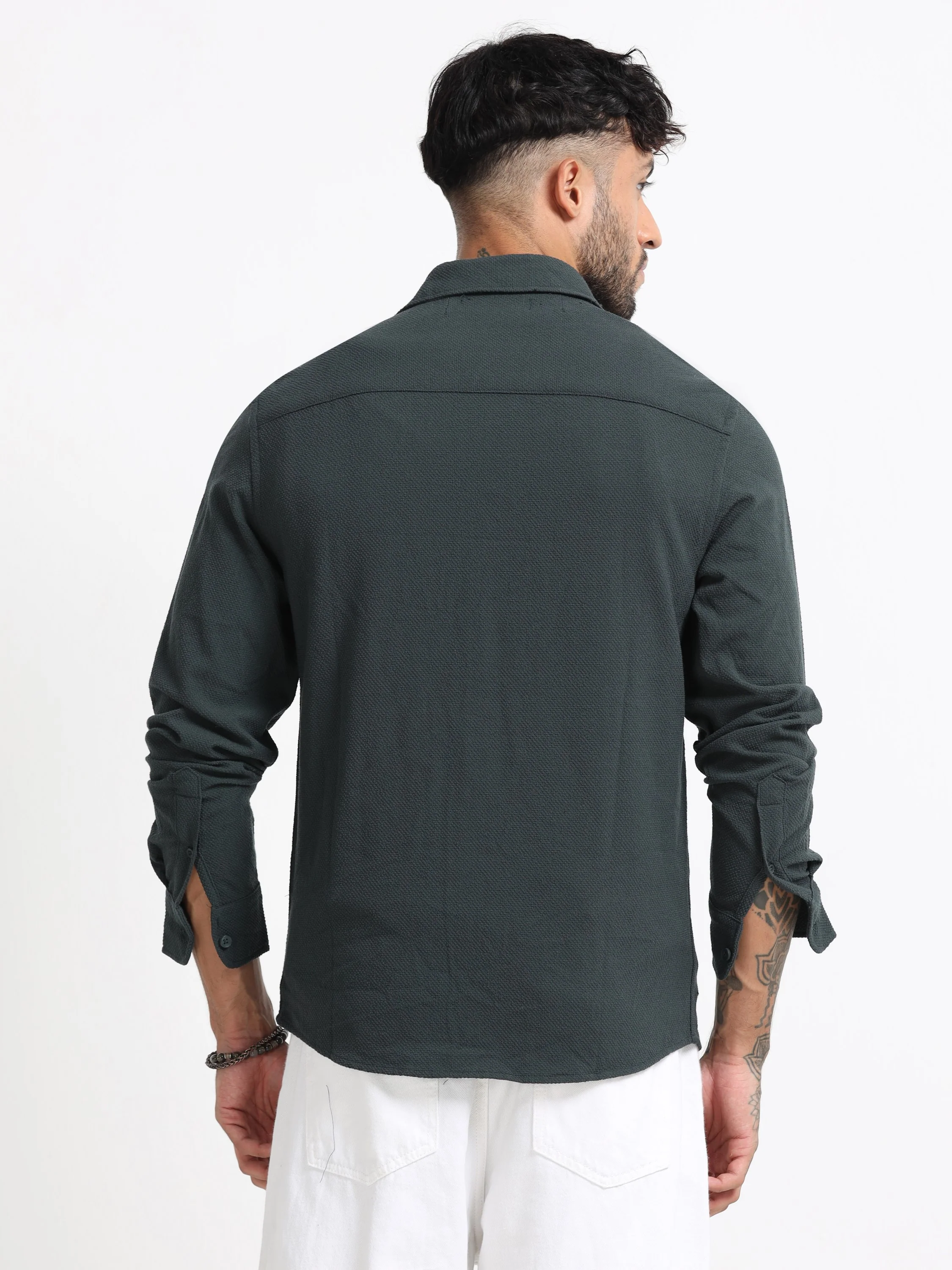 Men Olive Regular Fit Shirt - Image 2