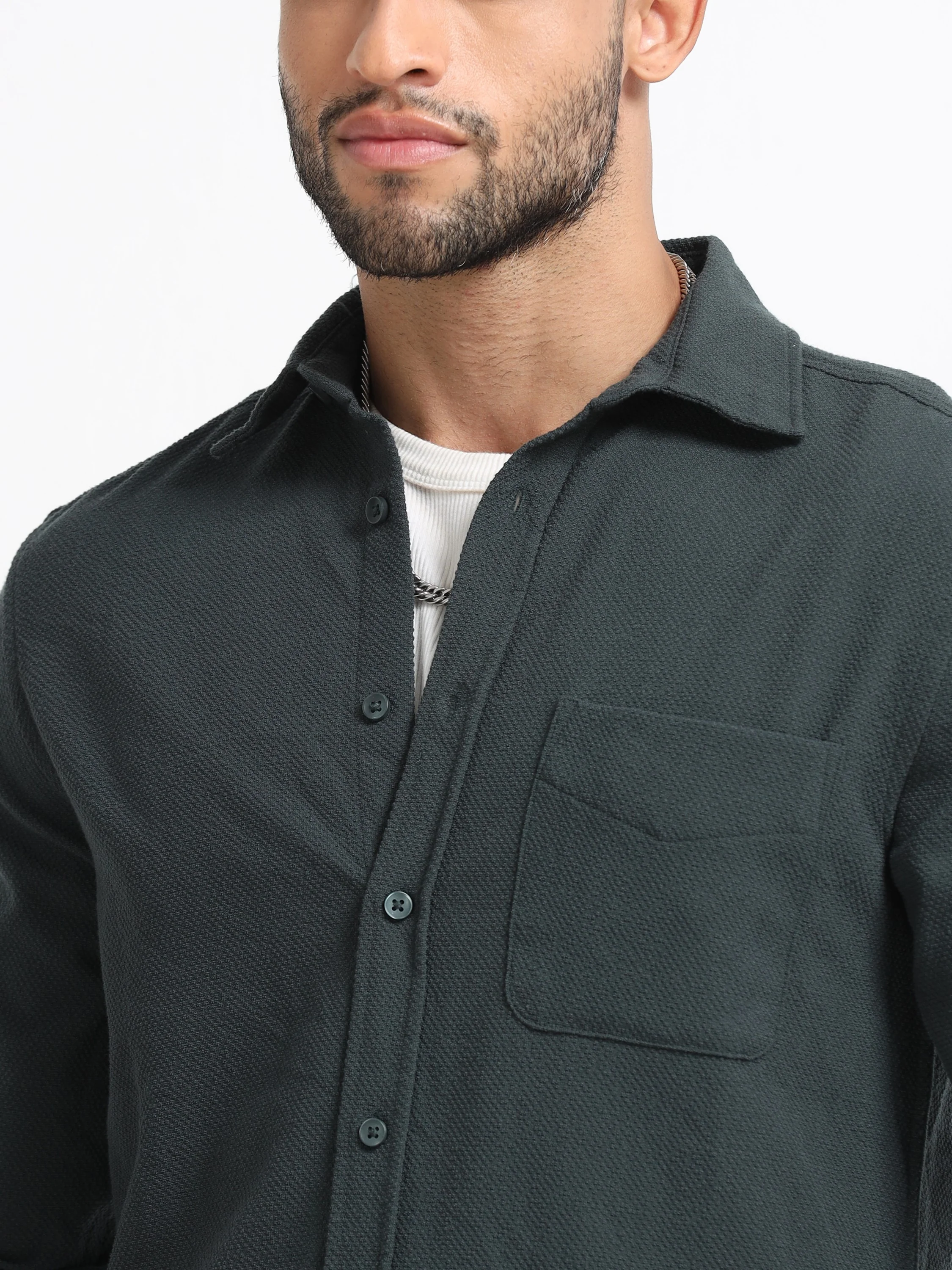 Men Olive Regular Fit Shirt - Image 5