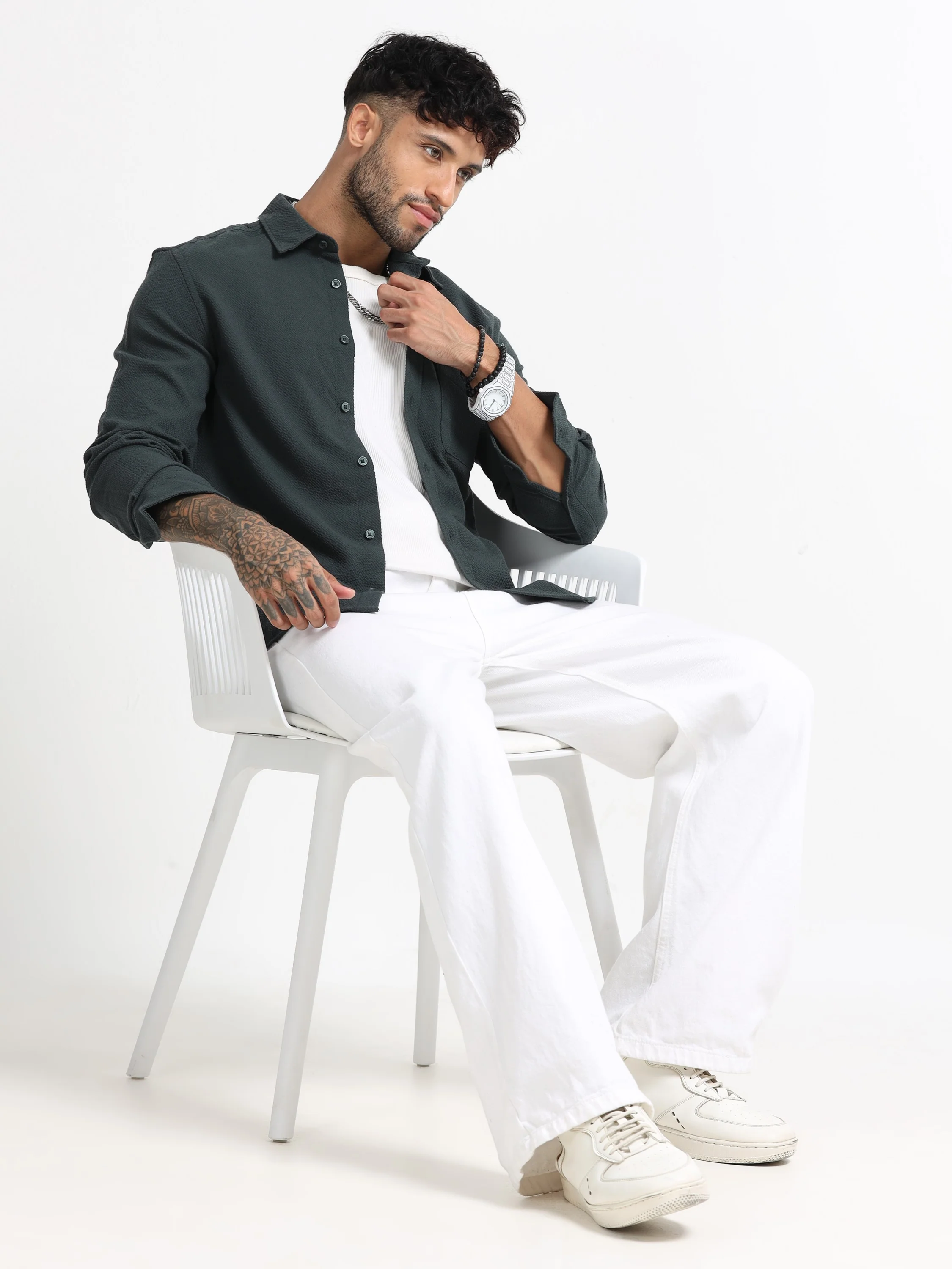 Men Olive Regular Fit Shirt - Image 8