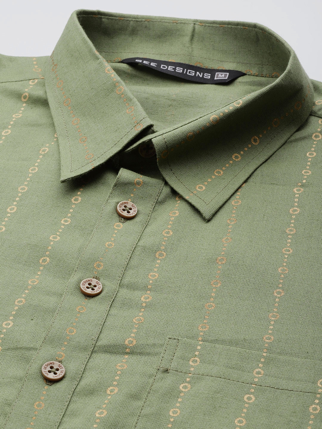 Men Olive Pure Cotton Pathani Kurta - Image 2