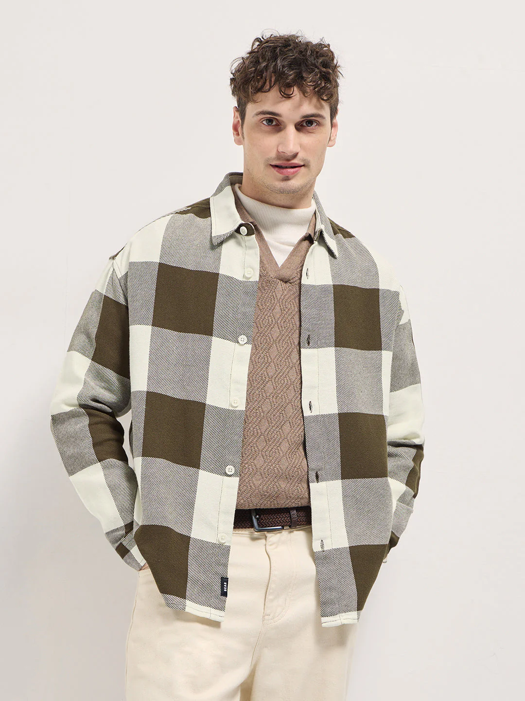 Men Olive Relax Fit Overshirt