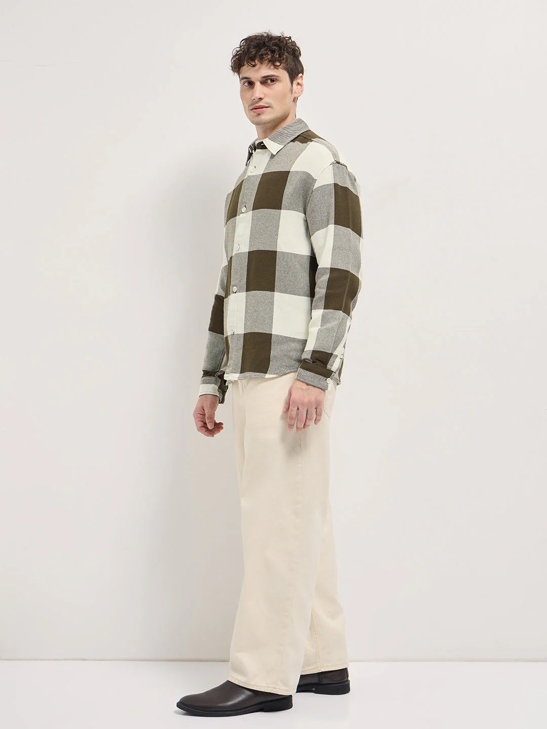 Men Olive Relax Fit Overshirt - Image 3