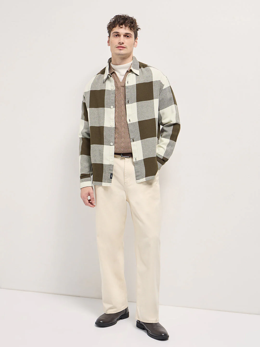 Men Olive Relax Fit Overshirt - Image 4