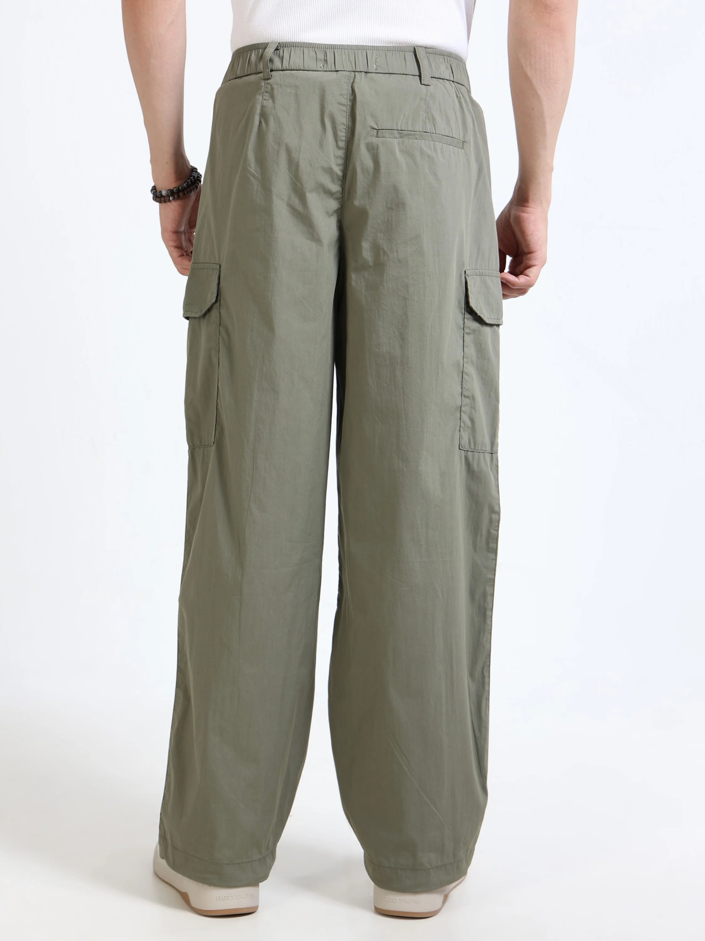 Men Olive Parachute Cargo Pants - Image 5