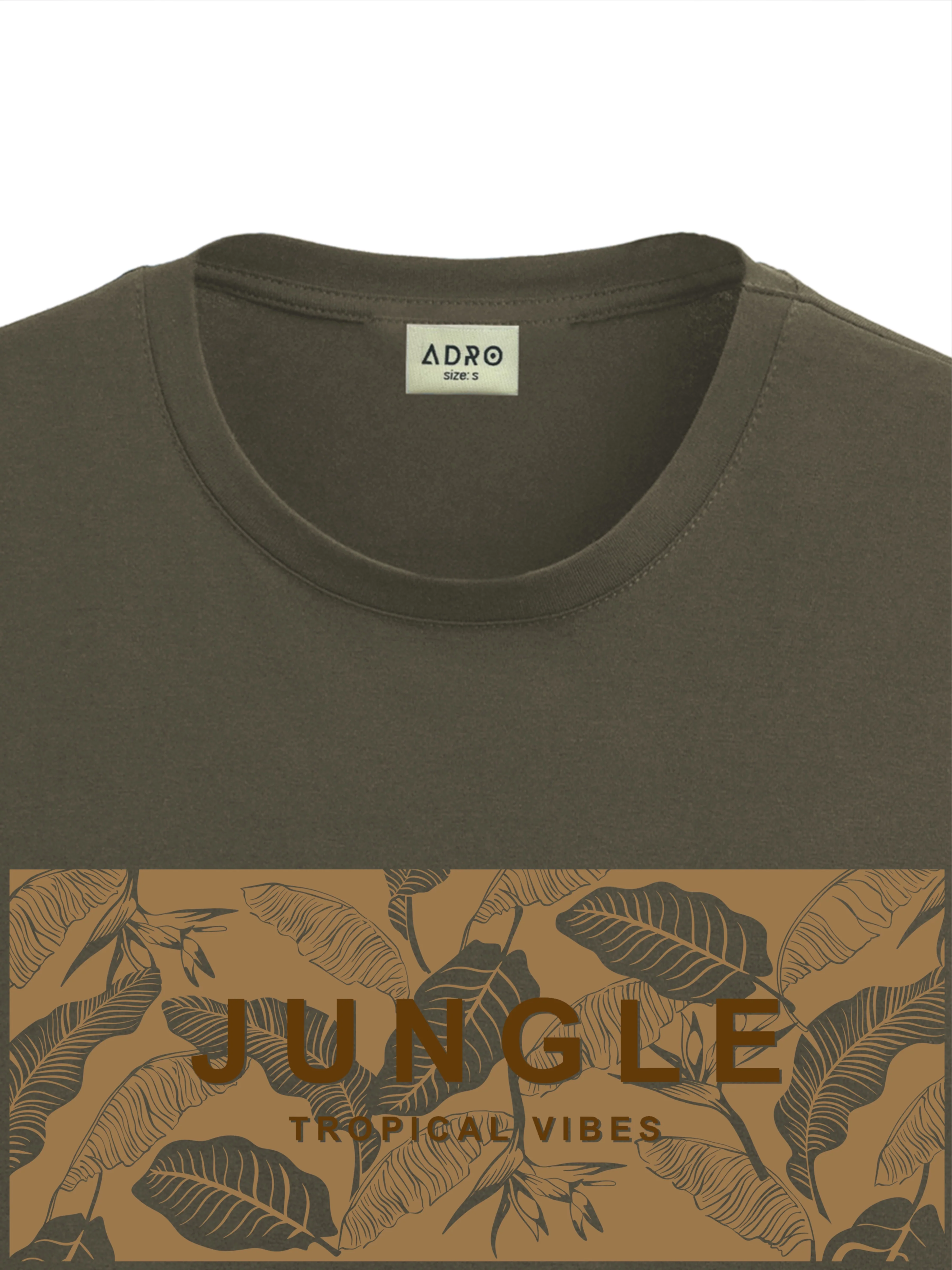 Men Olive Round Neck T Shirt - Image 3