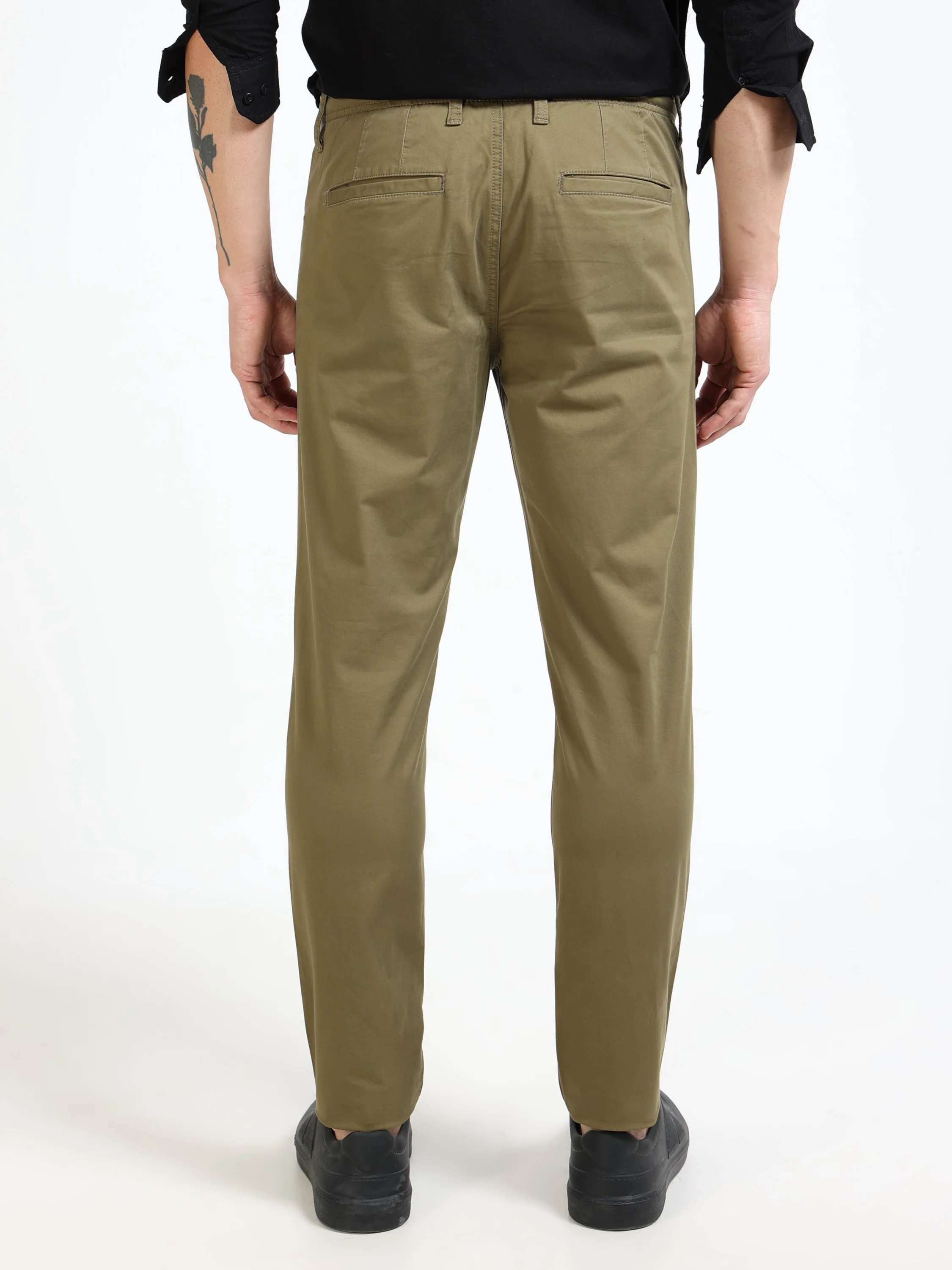 Men Olive Slim Fit Pant - Image 2