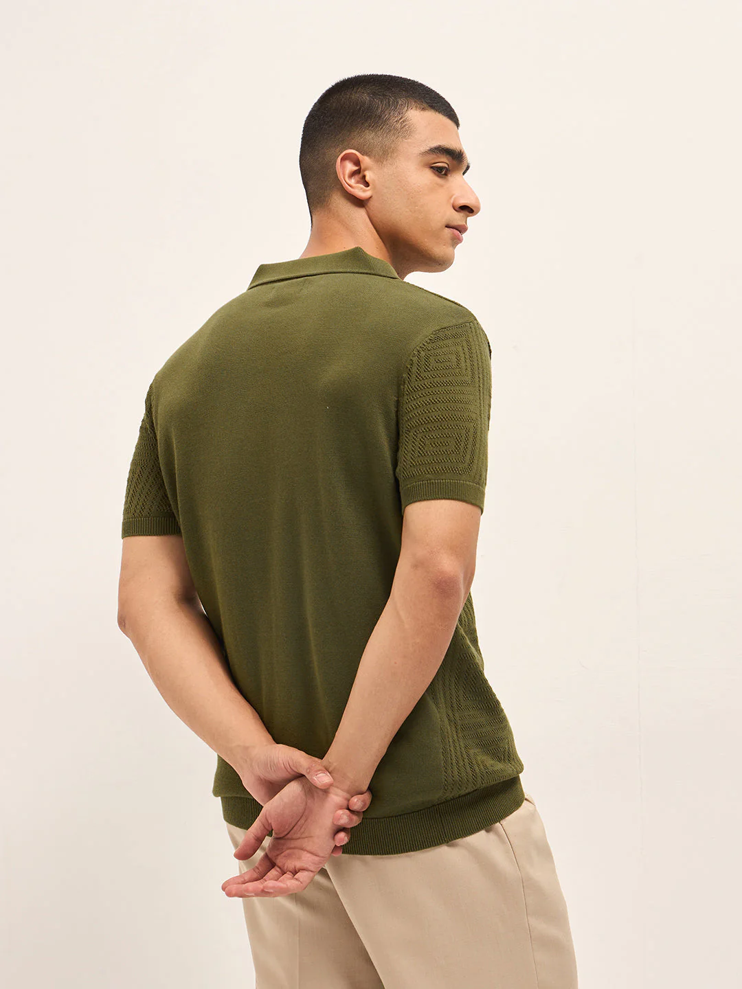 Men Olive Slim Fit Polo - Image 2