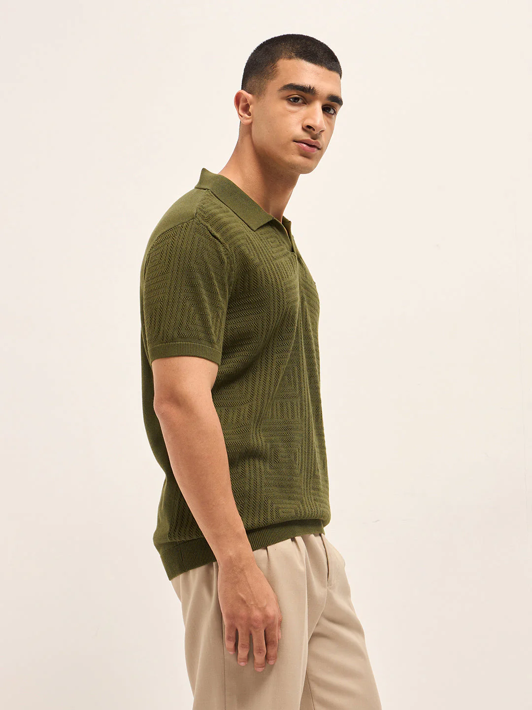 Men Olive Slim Fit Polo - Image 3