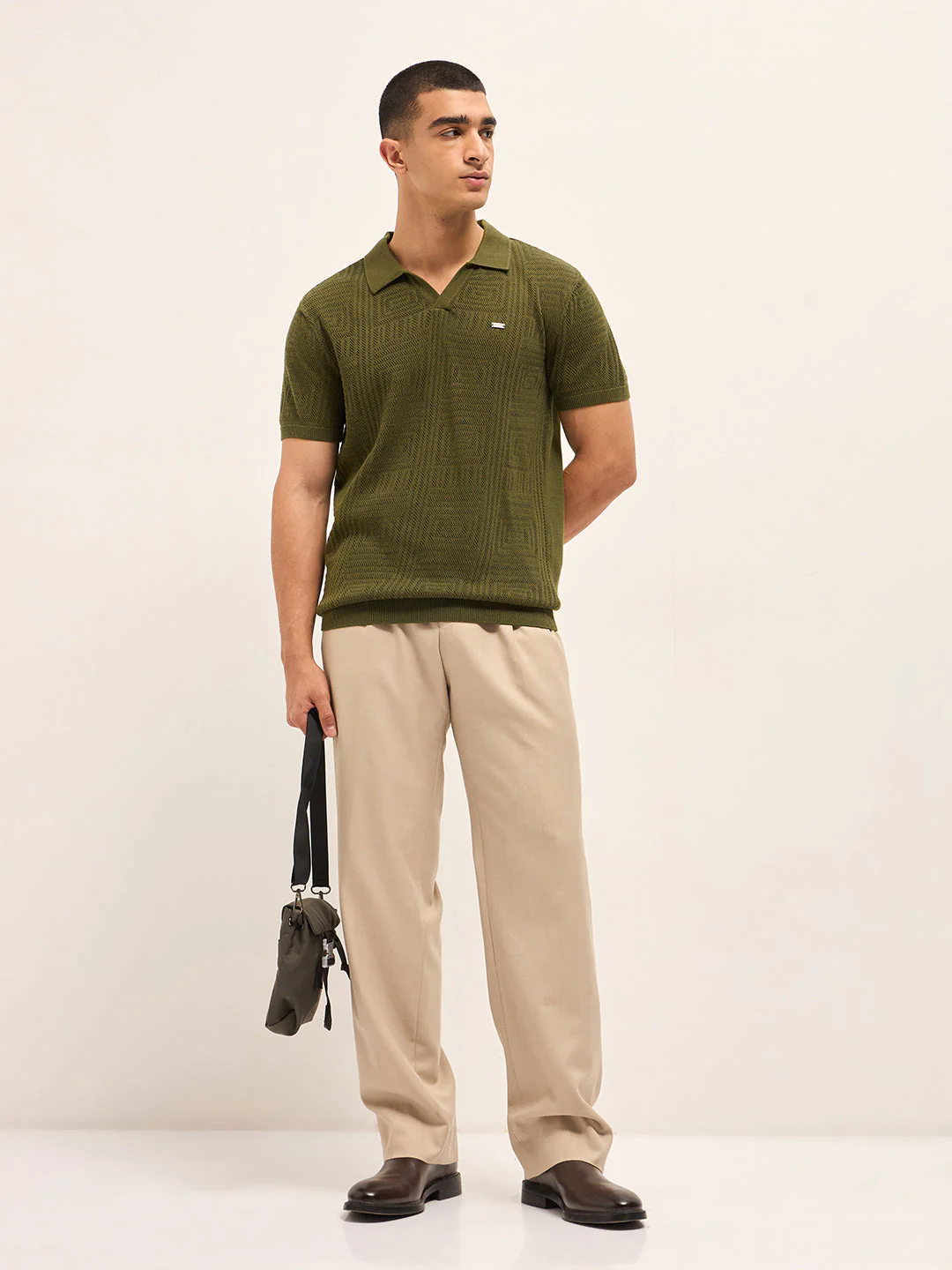 Men Olive Slim Fit Polo - Image 4