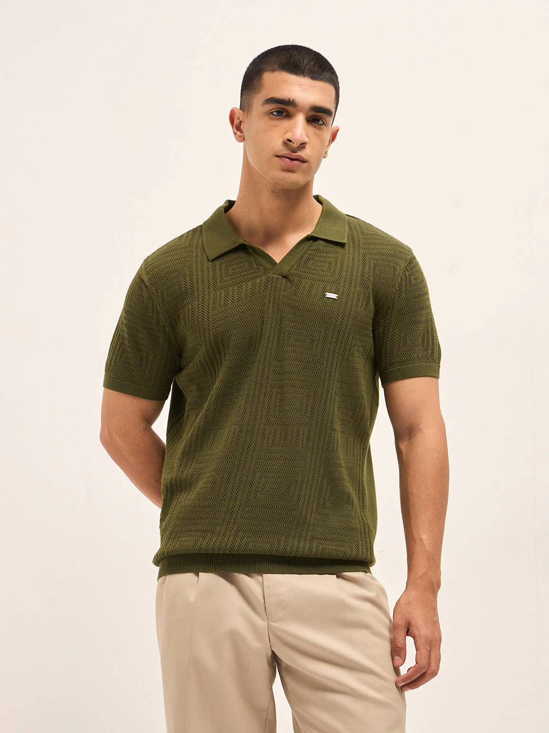 Men Olive Slim Fit Polo - Image 6