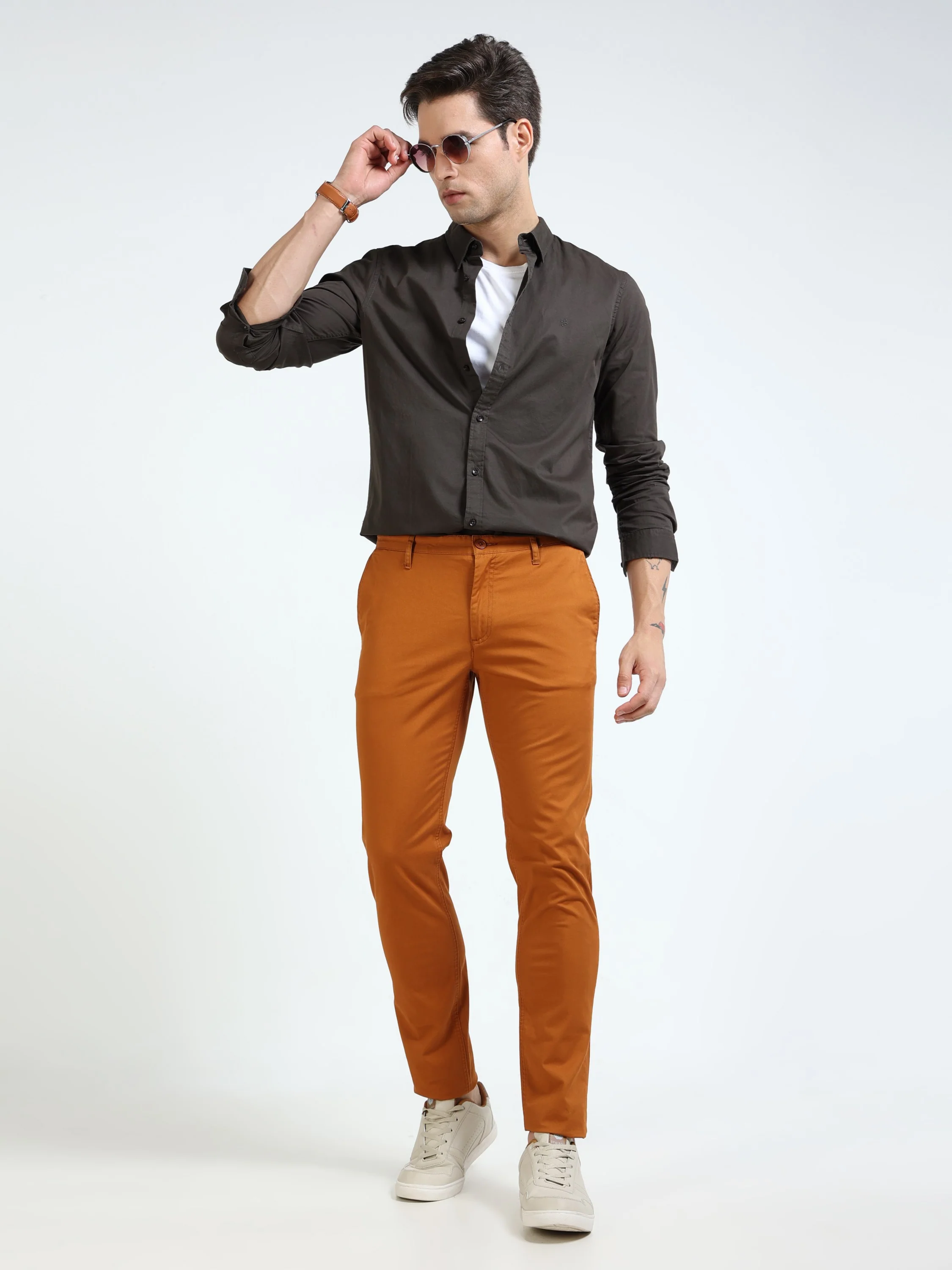 Men Olive Slim Fit Shirt - Image 5