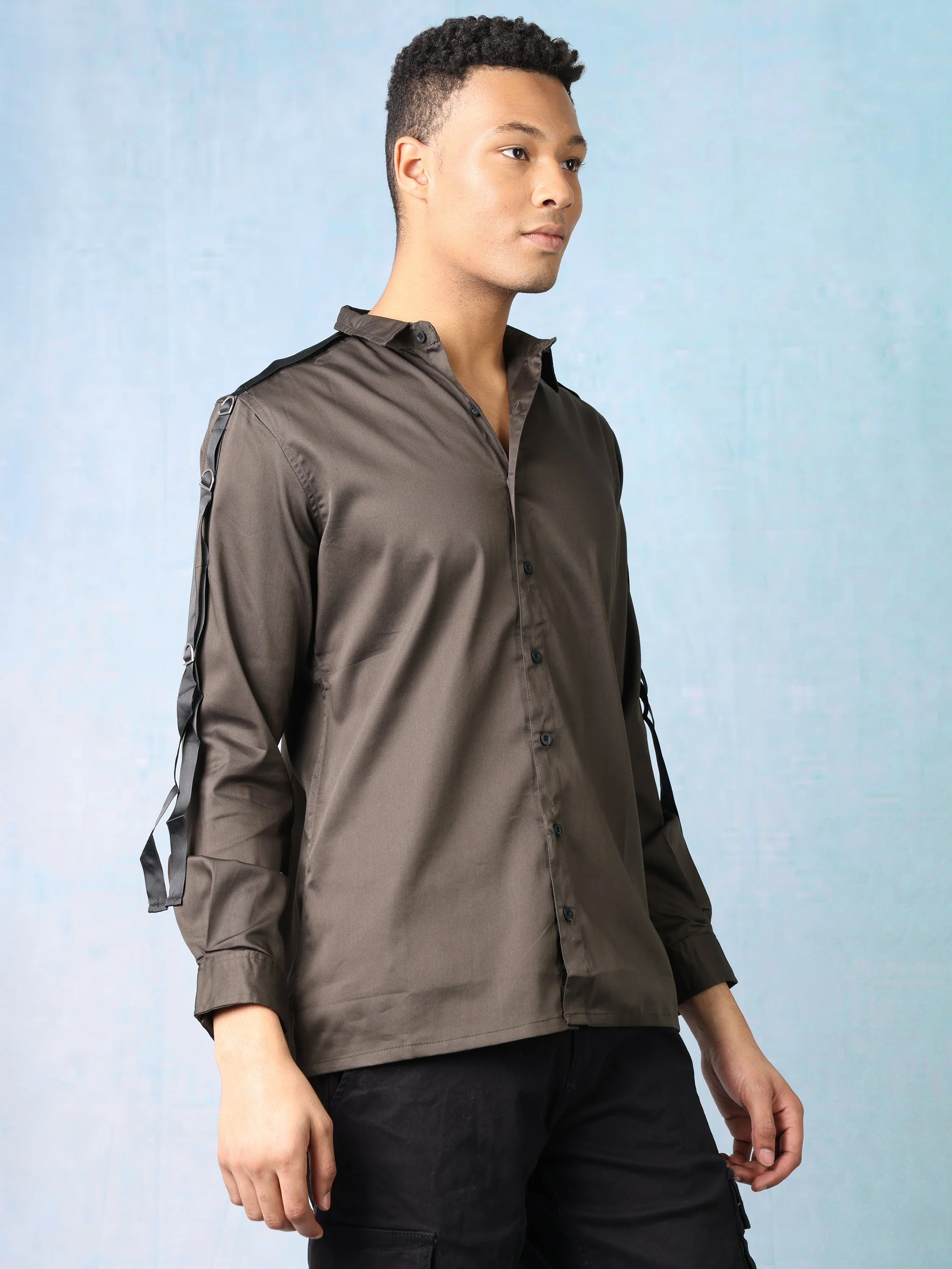 Men Olive Slim Fit Shirt - Image 6