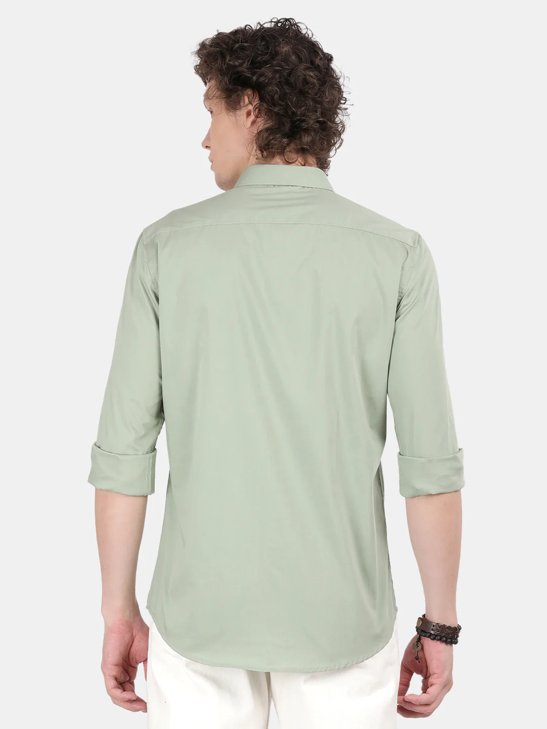 Men Olive Slim Fit Spread Collar Full Sleeve Casual Shirt - Image 2