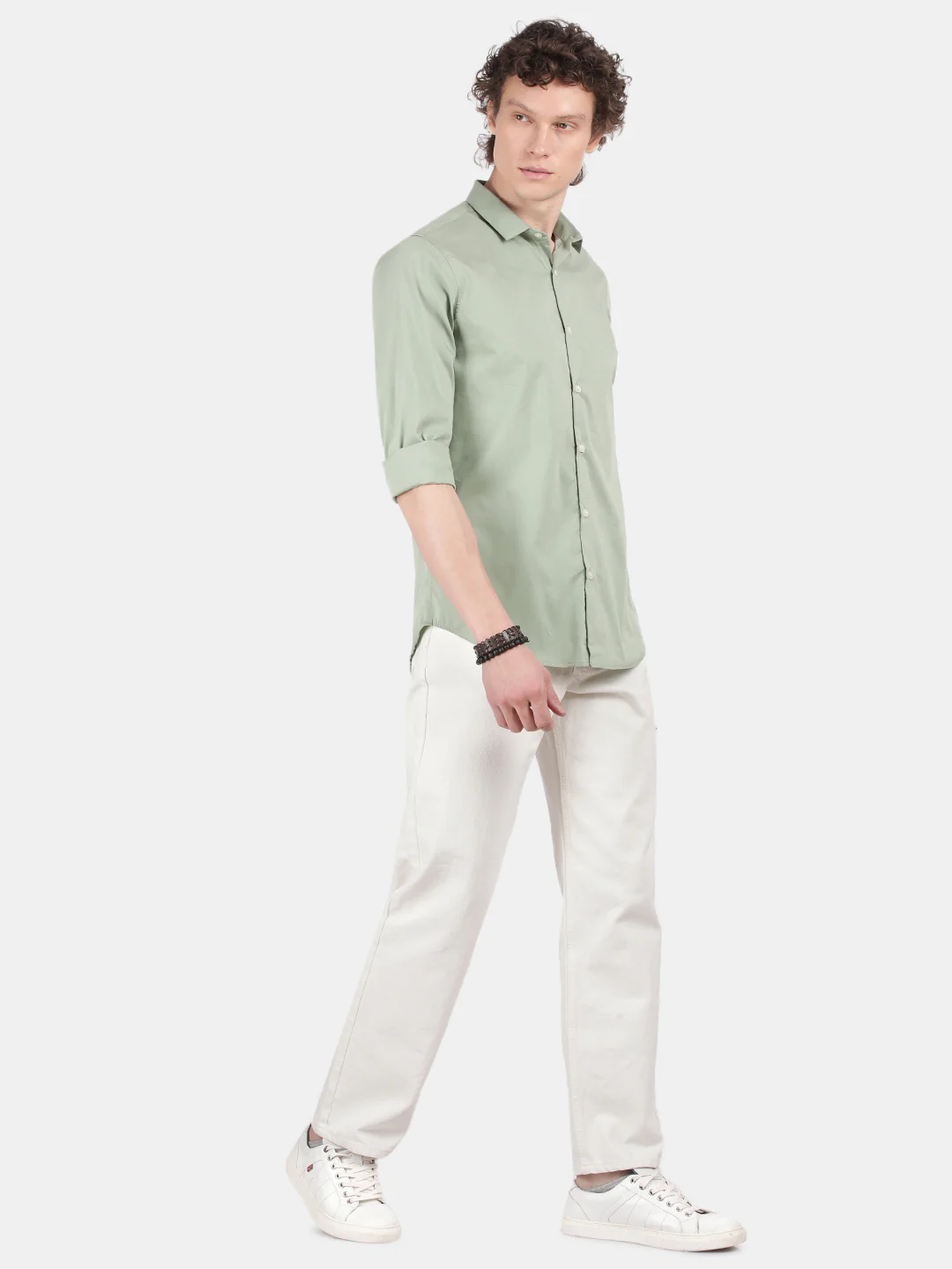 Men Olive Slim Fit Spread Collar Full Sleeve Casual Shirt - Image 3