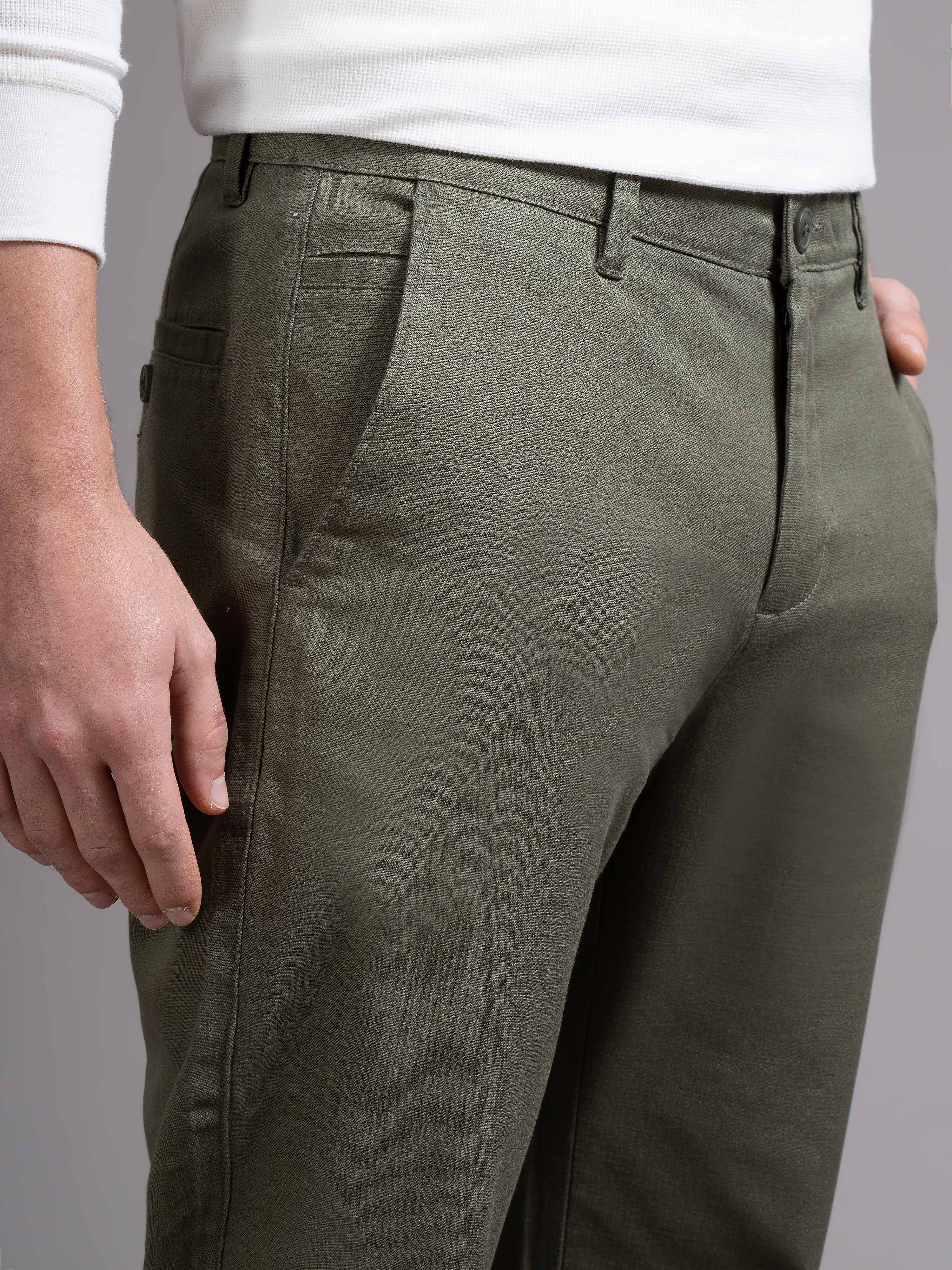 Men Olive Smart Slim Fit Chinos - Image 6