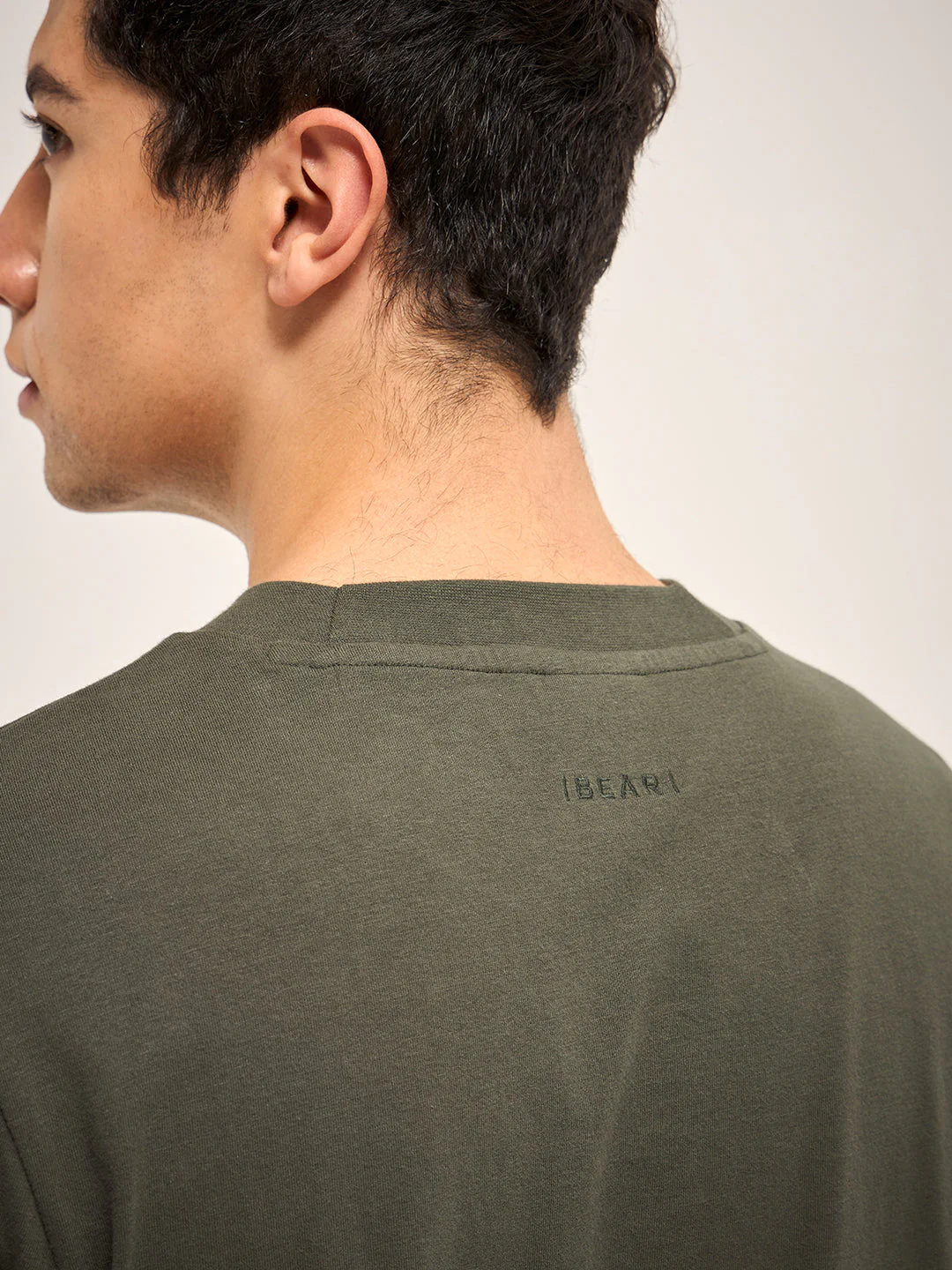 Men Olive Solid Crew Neck Relax Fit T-Shirt - Image 6