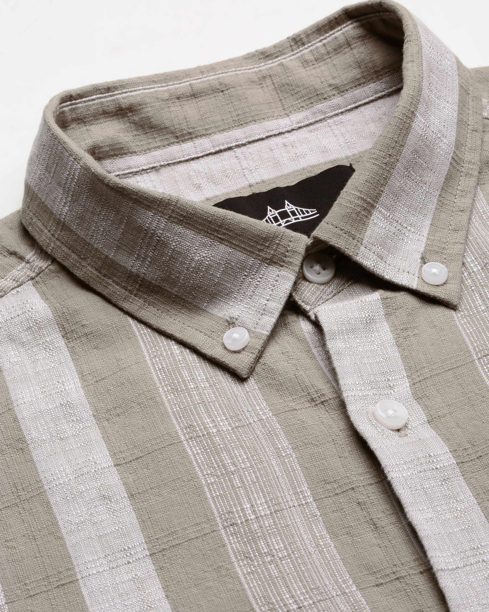 Men Olive Striped Shirt - Image 7