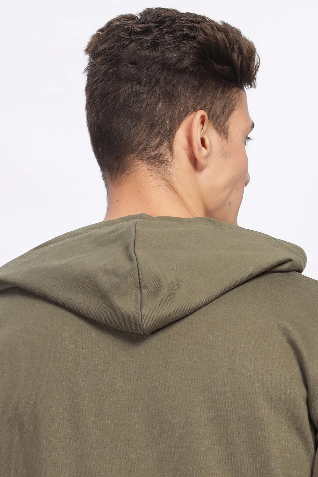 Men Olive Sweatshirt With Zipper Hoodies - Image 3