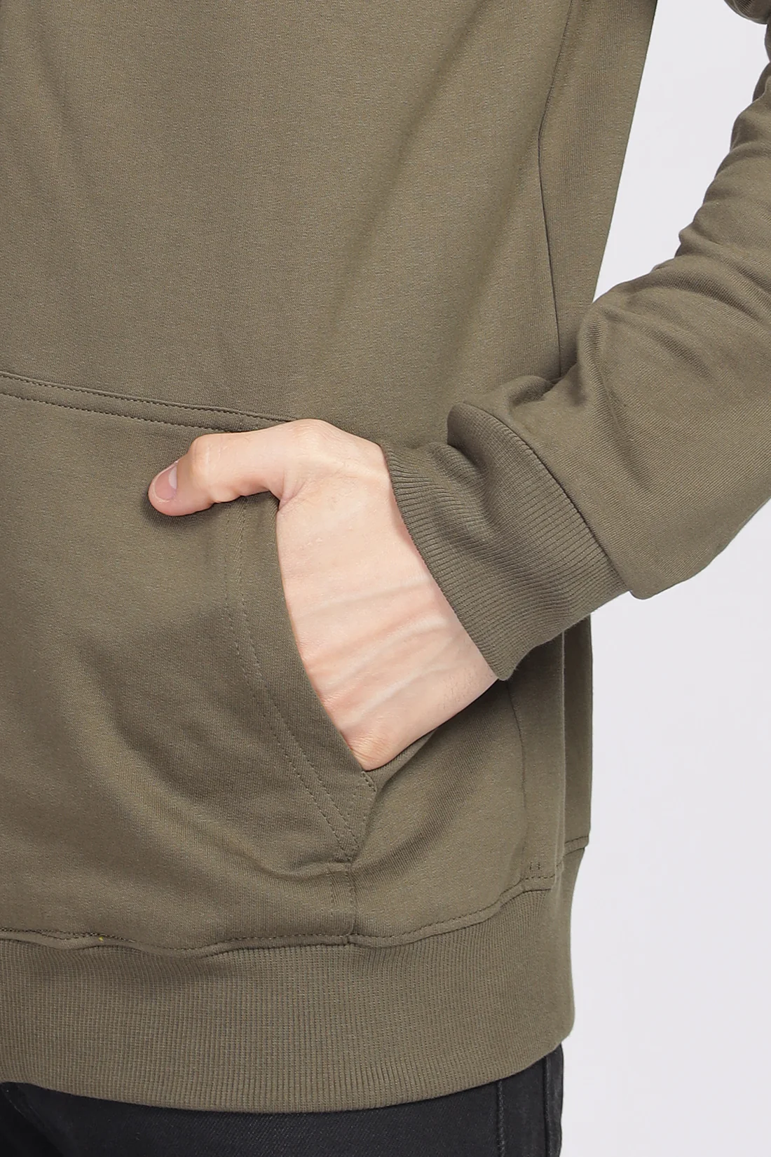 Men Olive Sweatshirt With Zipper Hoodies - Image 6