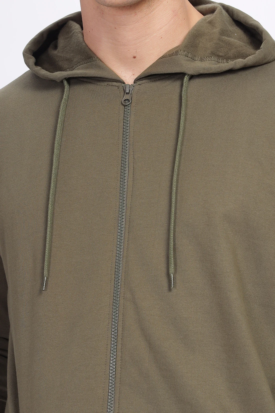 Men Olive Sweatshirt With Zipper Hoodies - Image 7
