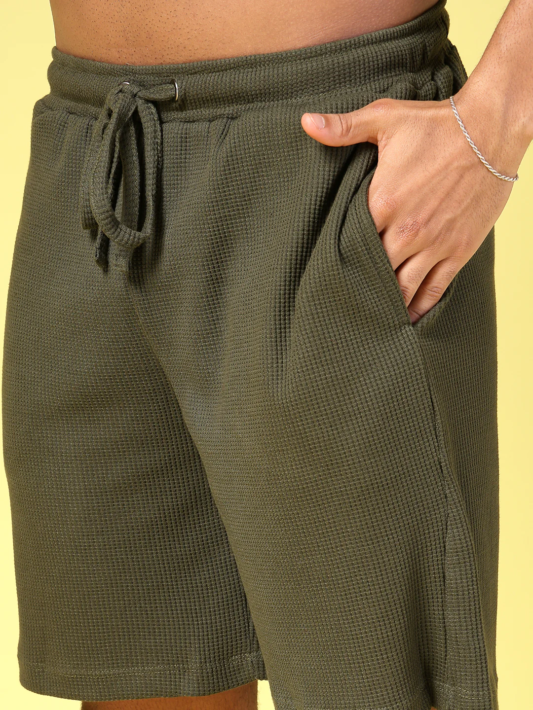 Men Olive Waffle Knit Co-Ords - Image 6