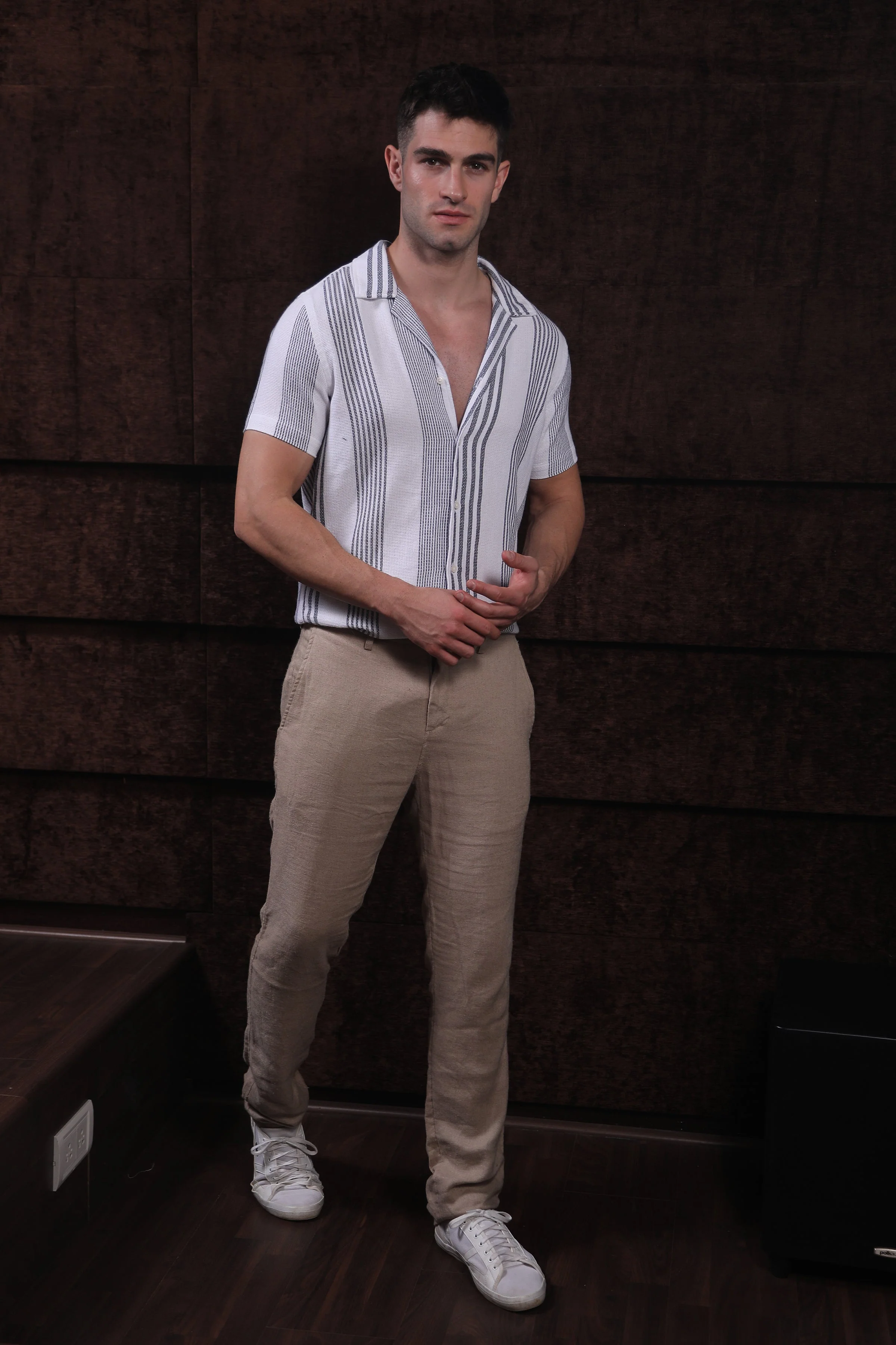 Men Olsen Dobby Striped Shirt White - Image 5