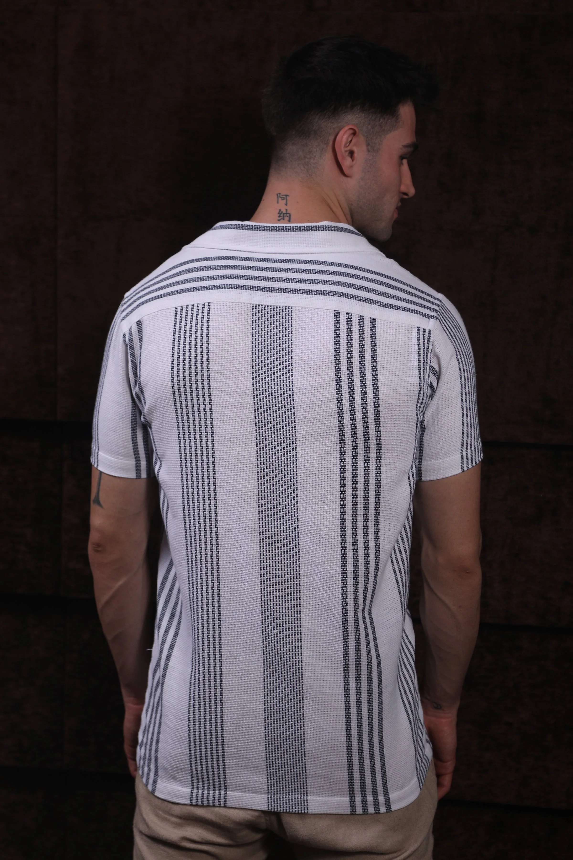 Men Olsen Dobby Striped Shirt White - Image 7