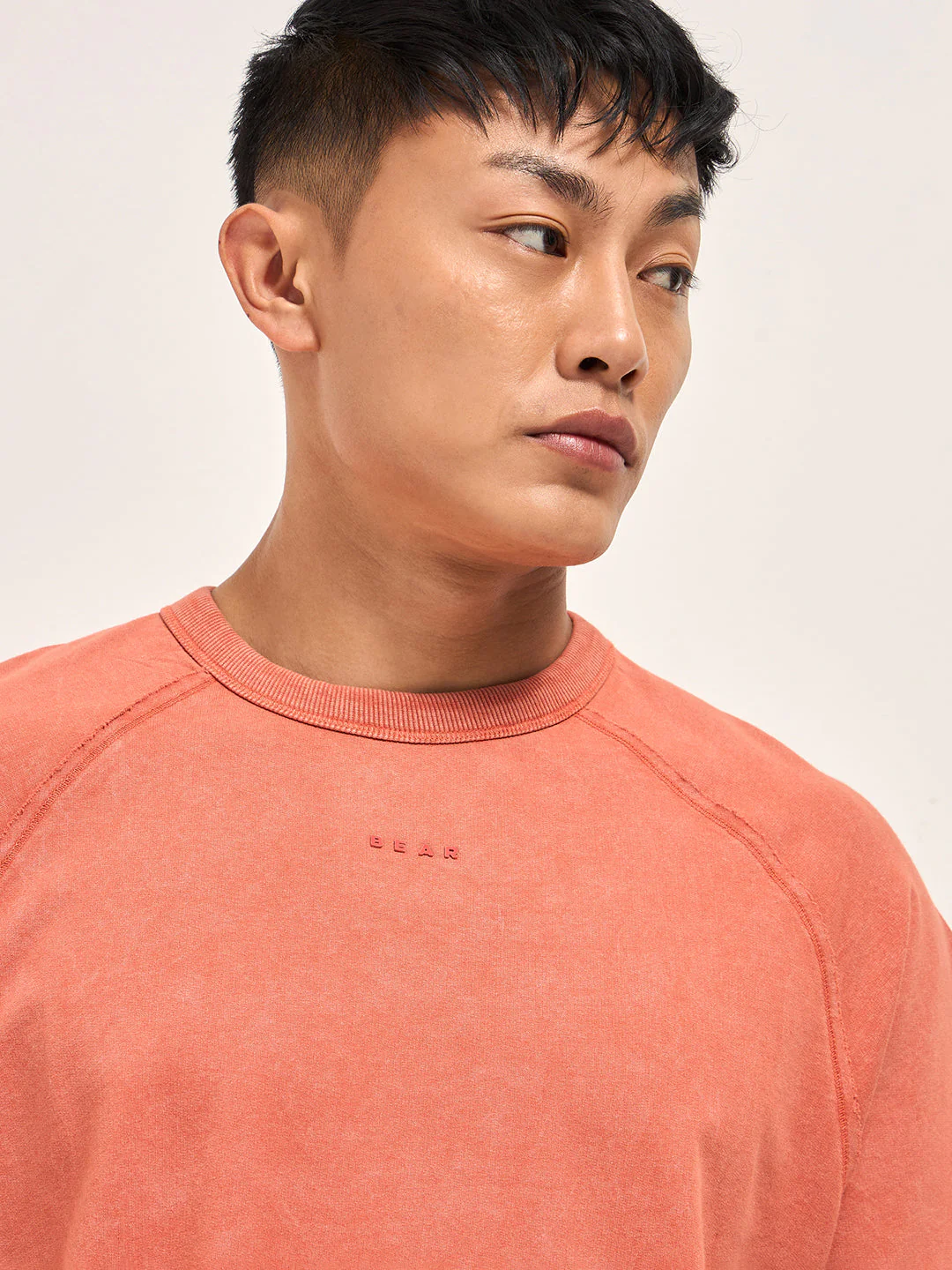 Men Orange Acid Wash Oversized T-Shirt - Image 5