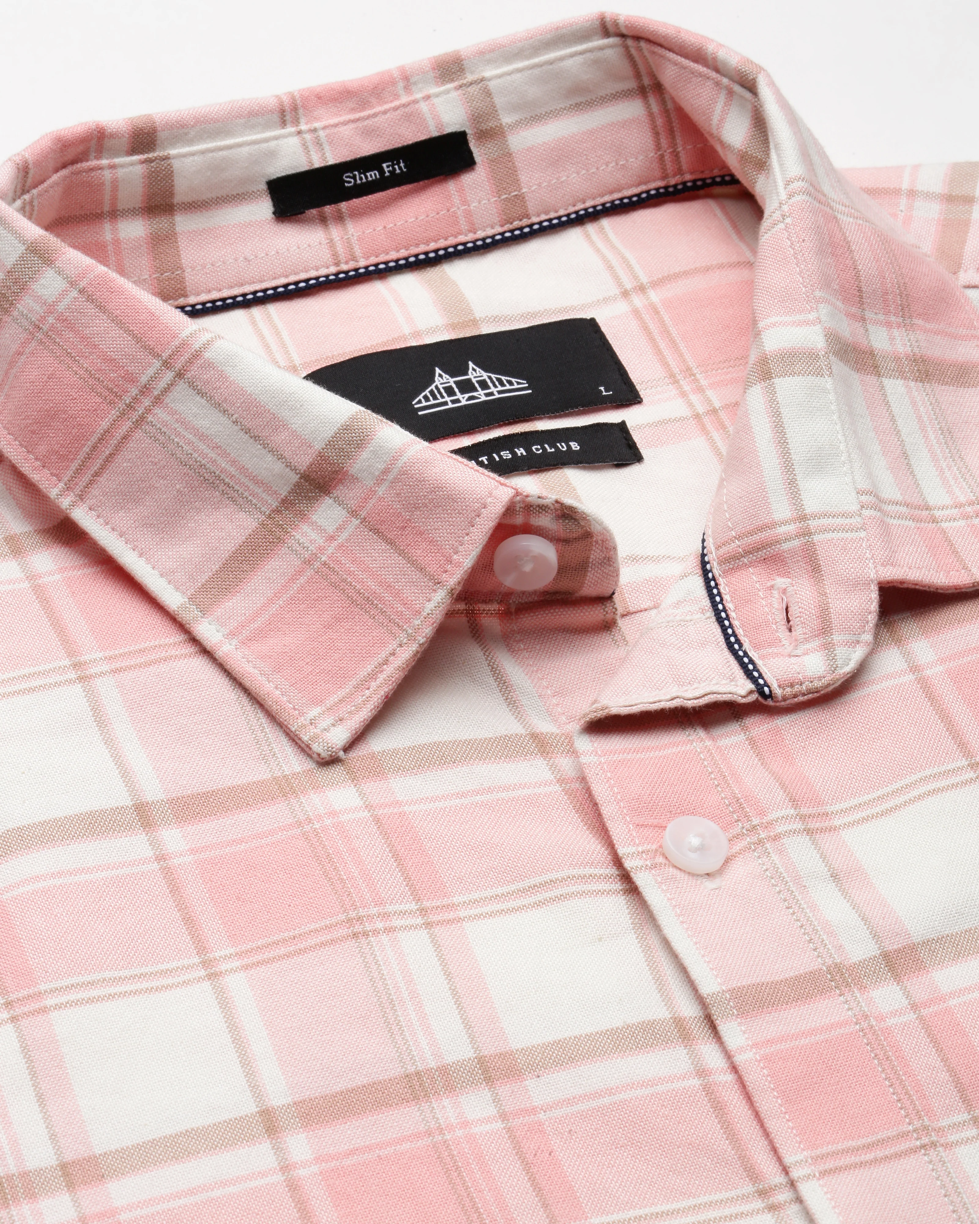 Men Orange Cotton Slim Shirt - Image 3