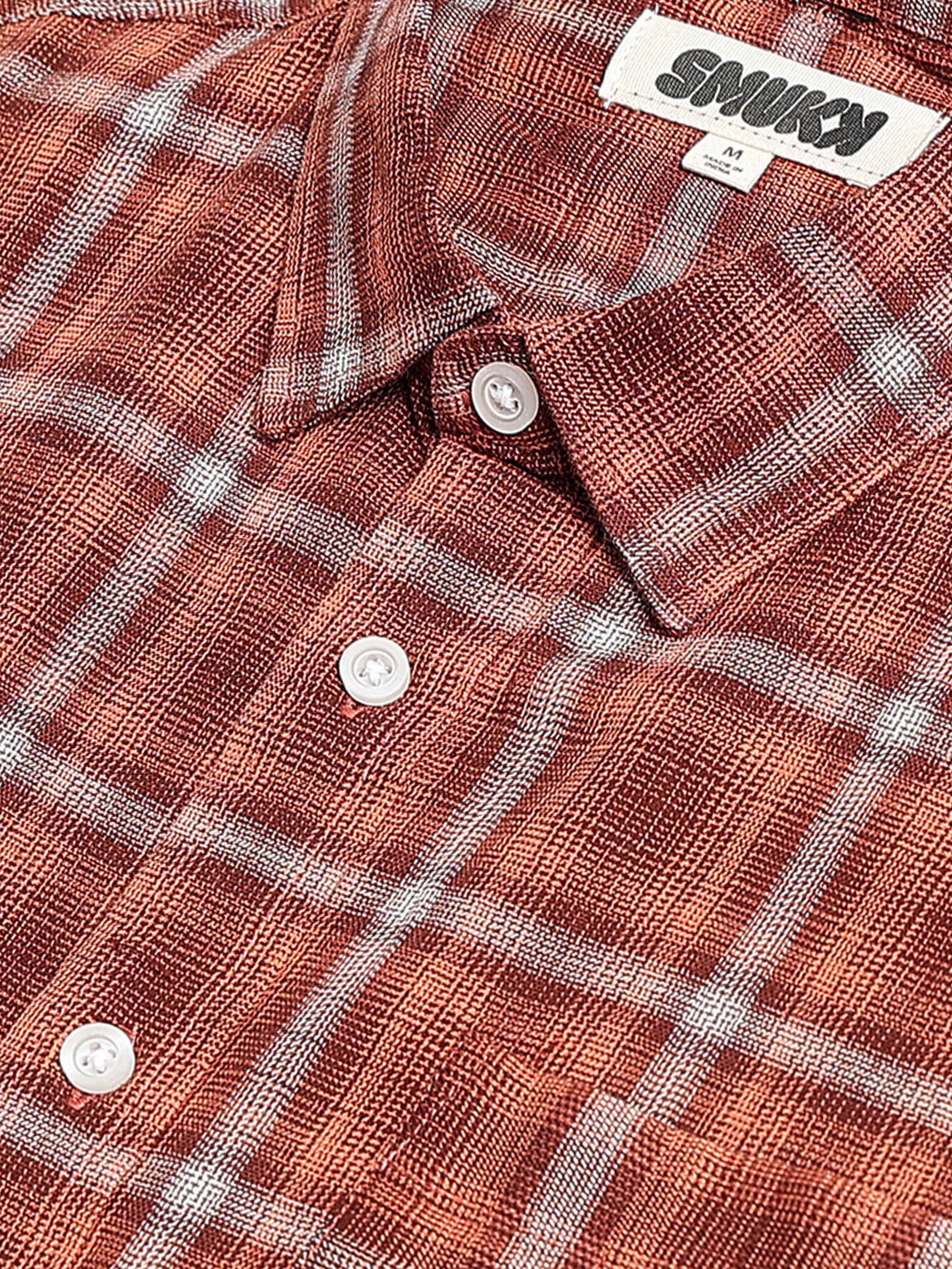 Men Orange Check  Shirt - Image 4