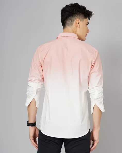 Men Orange Ombre Dyed Shirt - Image 2