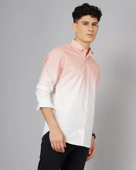 Men Orange Ombre Dyed Shirt - Image 4