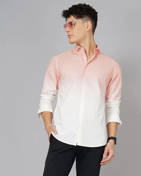 Men Orange Ombre Dyed Shirt - Image 6