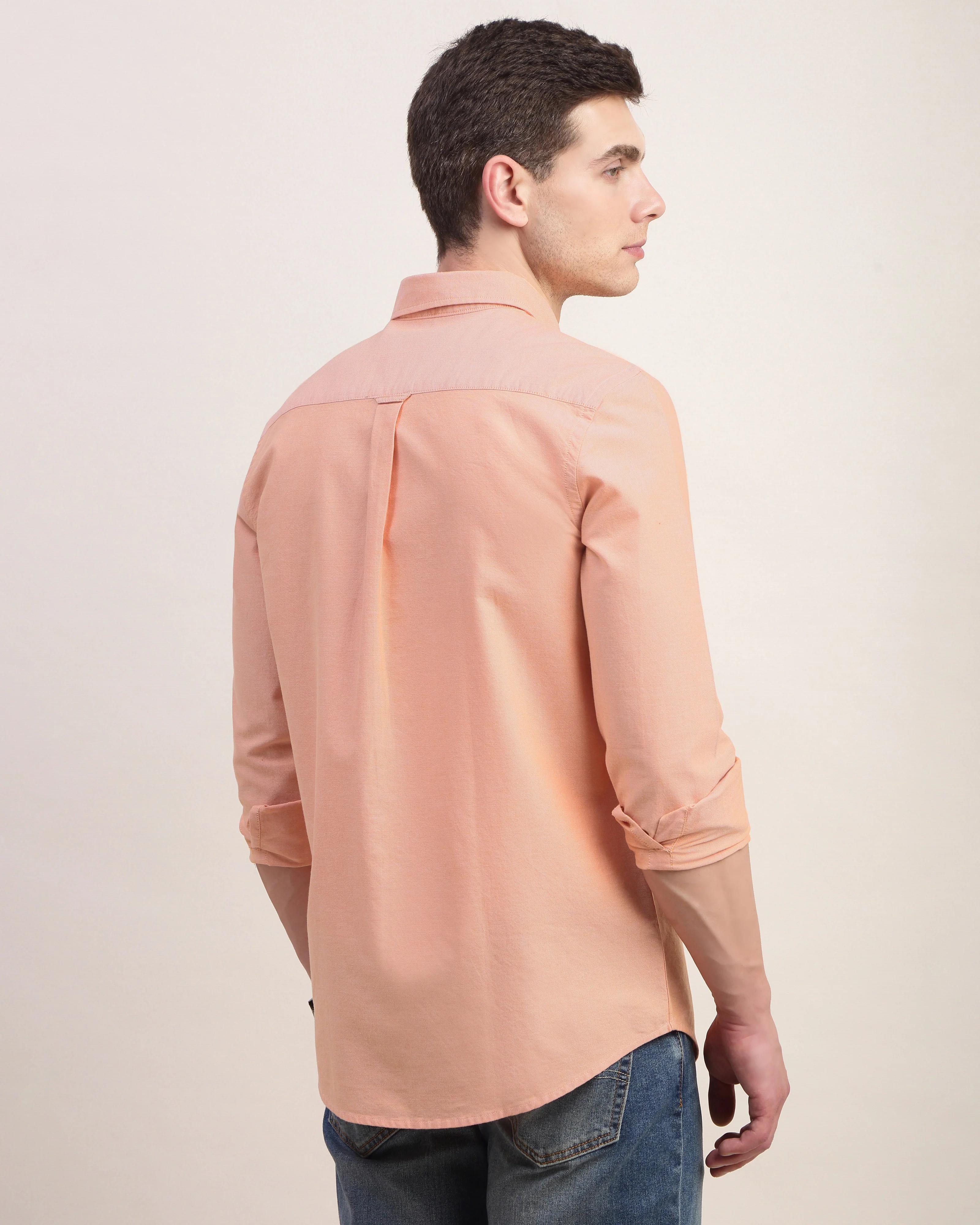 Men Orange Oxford Shirt - Image 2