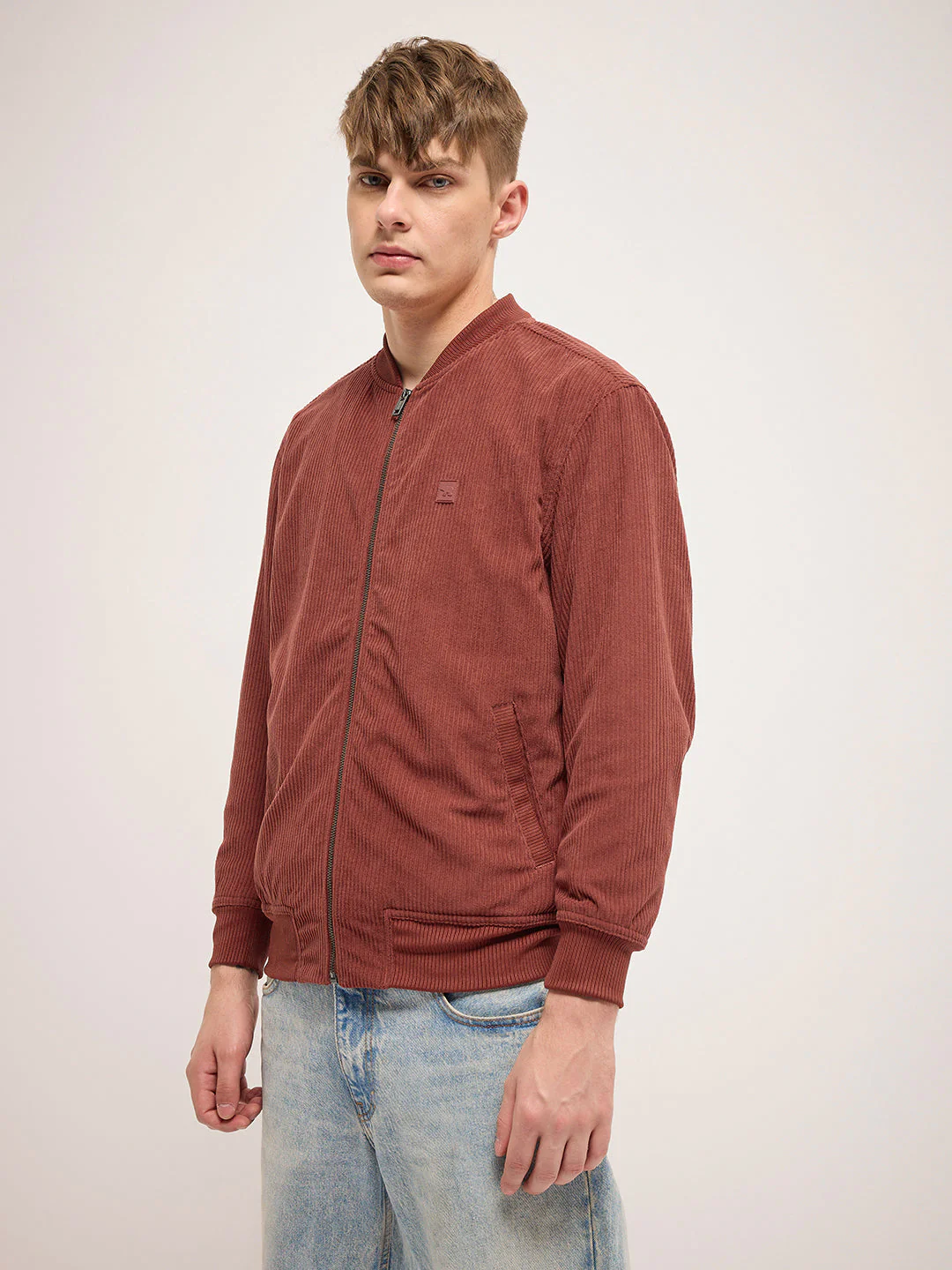 Men Orange Regular Fit Casual Jacket - Image 3