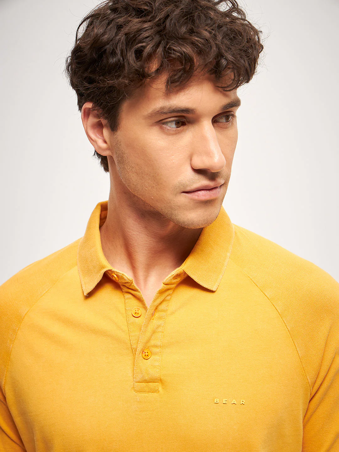 Men Orange Self Design Regular Fit Polo Collar T-shirt - Image 5