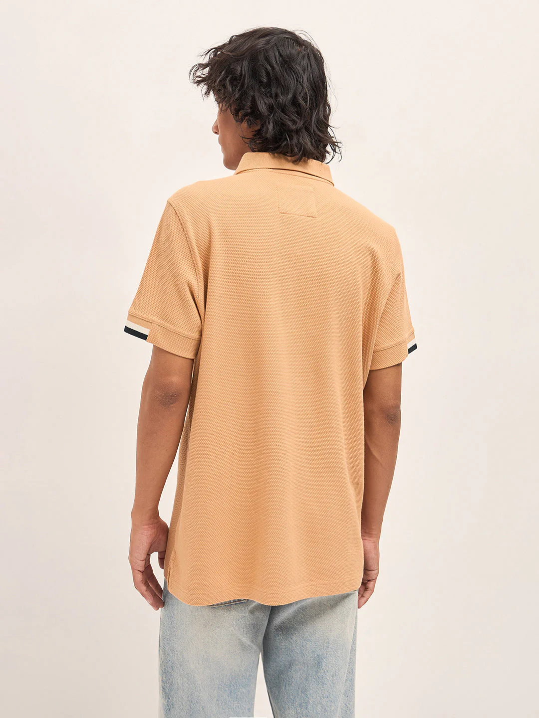 Men Orange Slim Fit Polo - Image 2